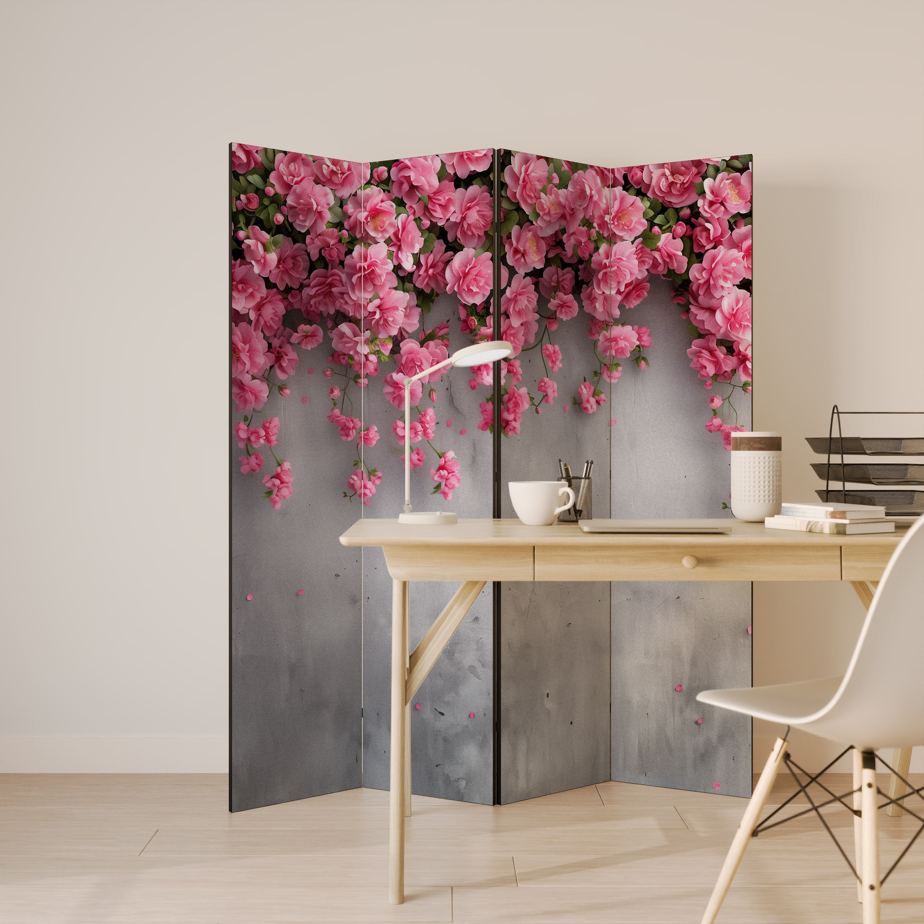 SERENE FLOWER FOLD Decorative 4-Panel Room Divider