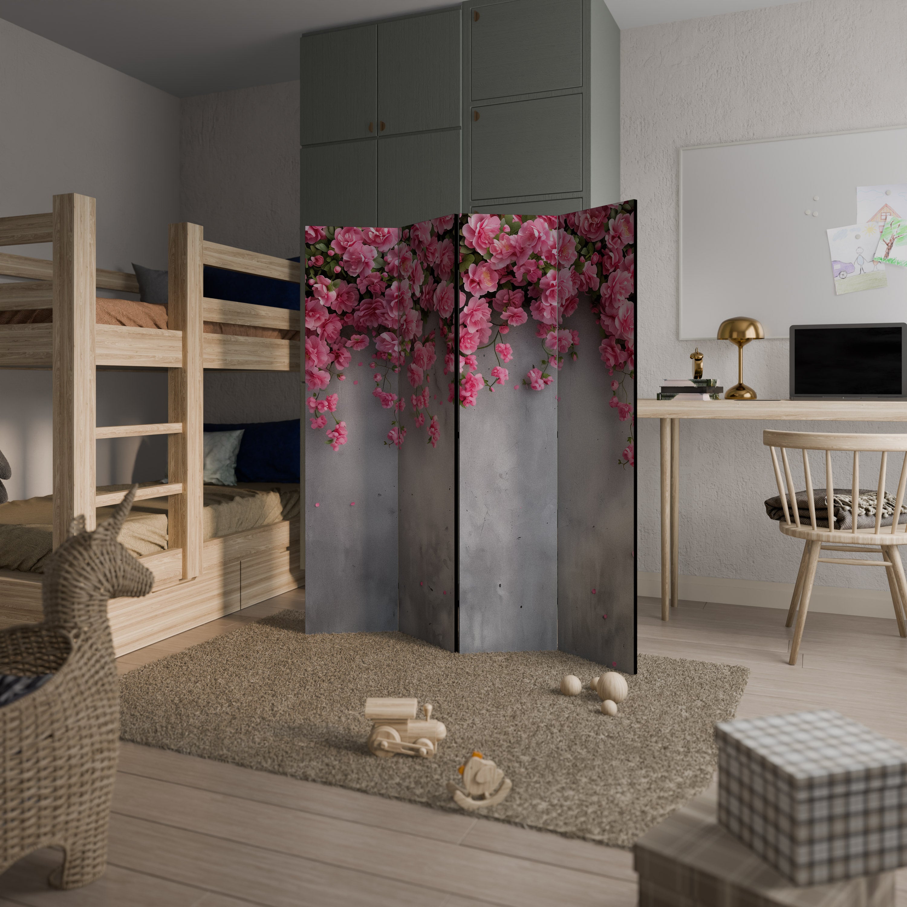 SERENE FLOWER FOLD Decorative 4-Panel Room Divider