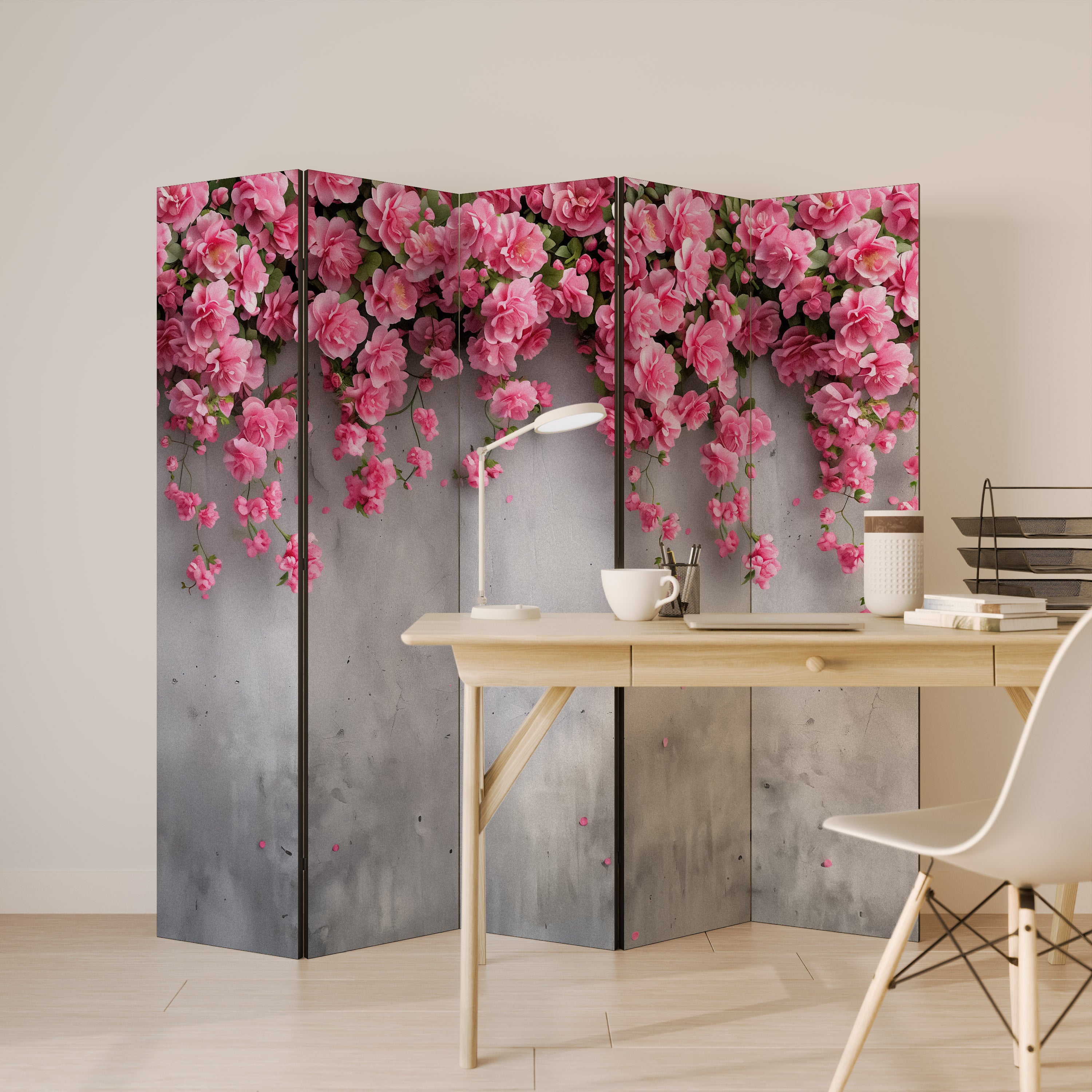 SERENE FLOWER FOLD Decorative 5-Panel Room Divider