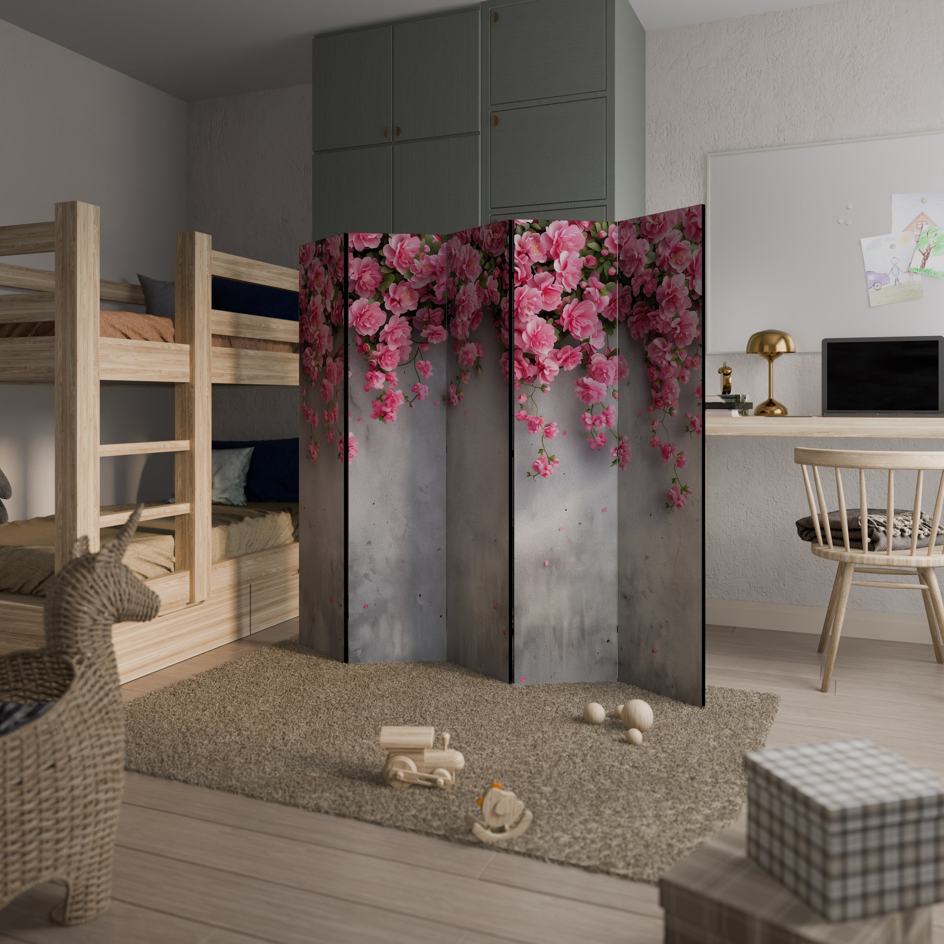 SERENE FLOWER FOLD Decorative 5-Panel Room Divider