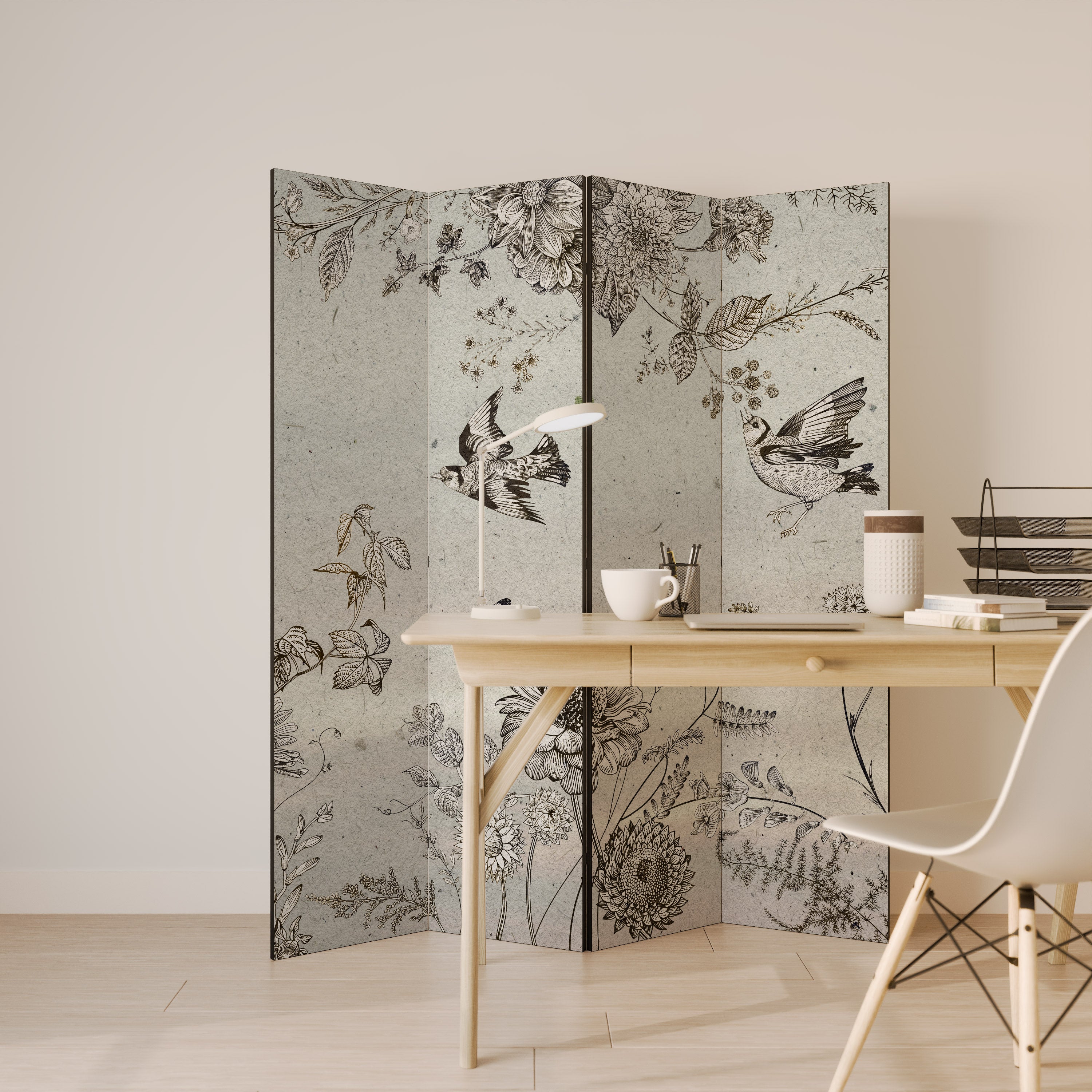 FLY ME TO THE SUN Biombo de 4 paneles