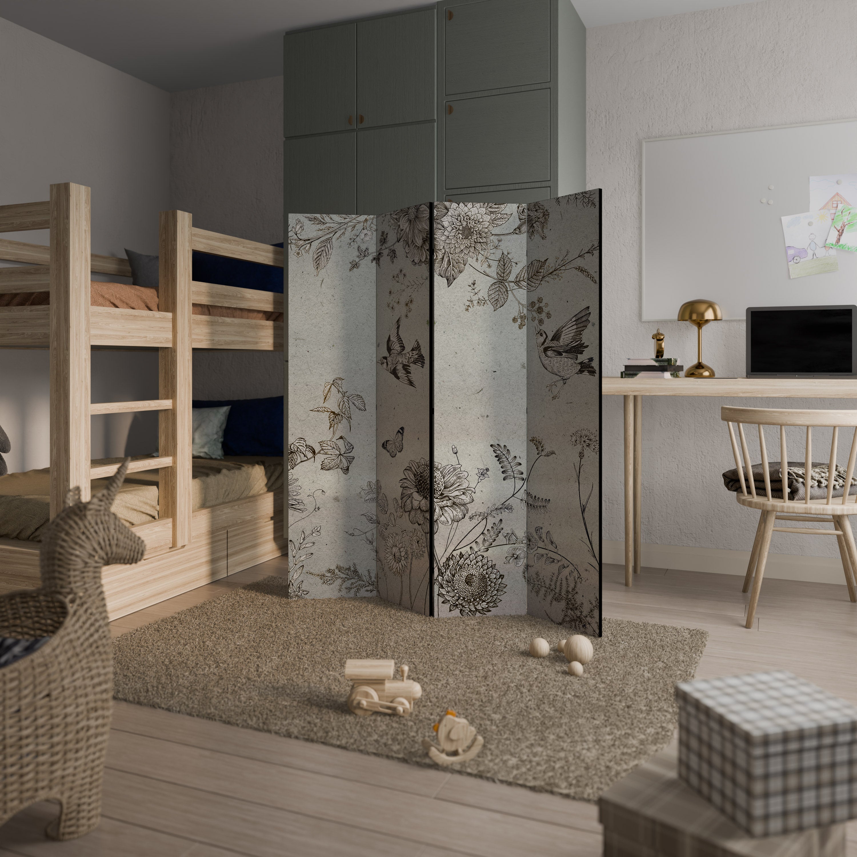 FLY ME TO THE SUN Decorative 4-Panel Room Divider