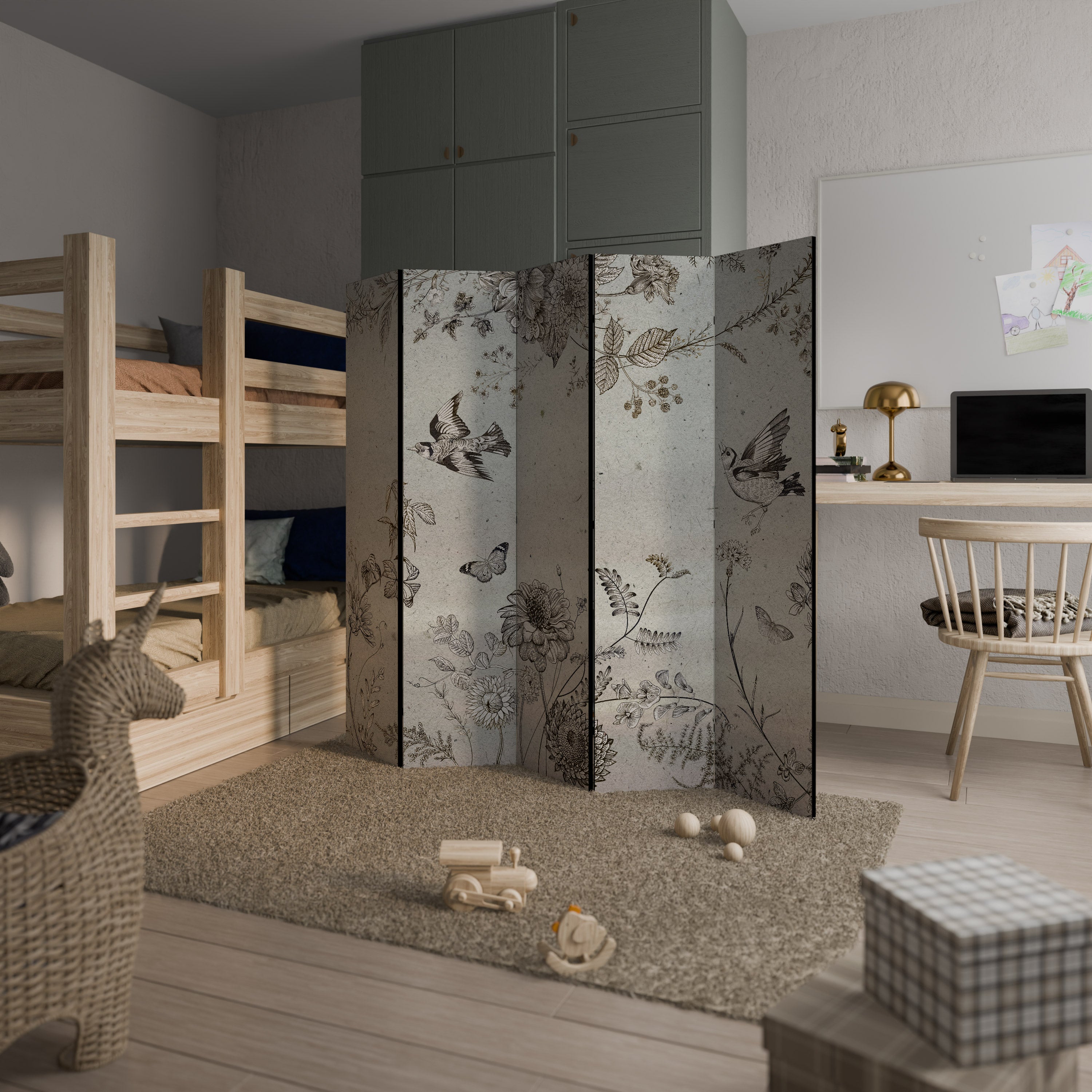 FLY ME TO THE SUN Decorative 5-Panel Room Divider