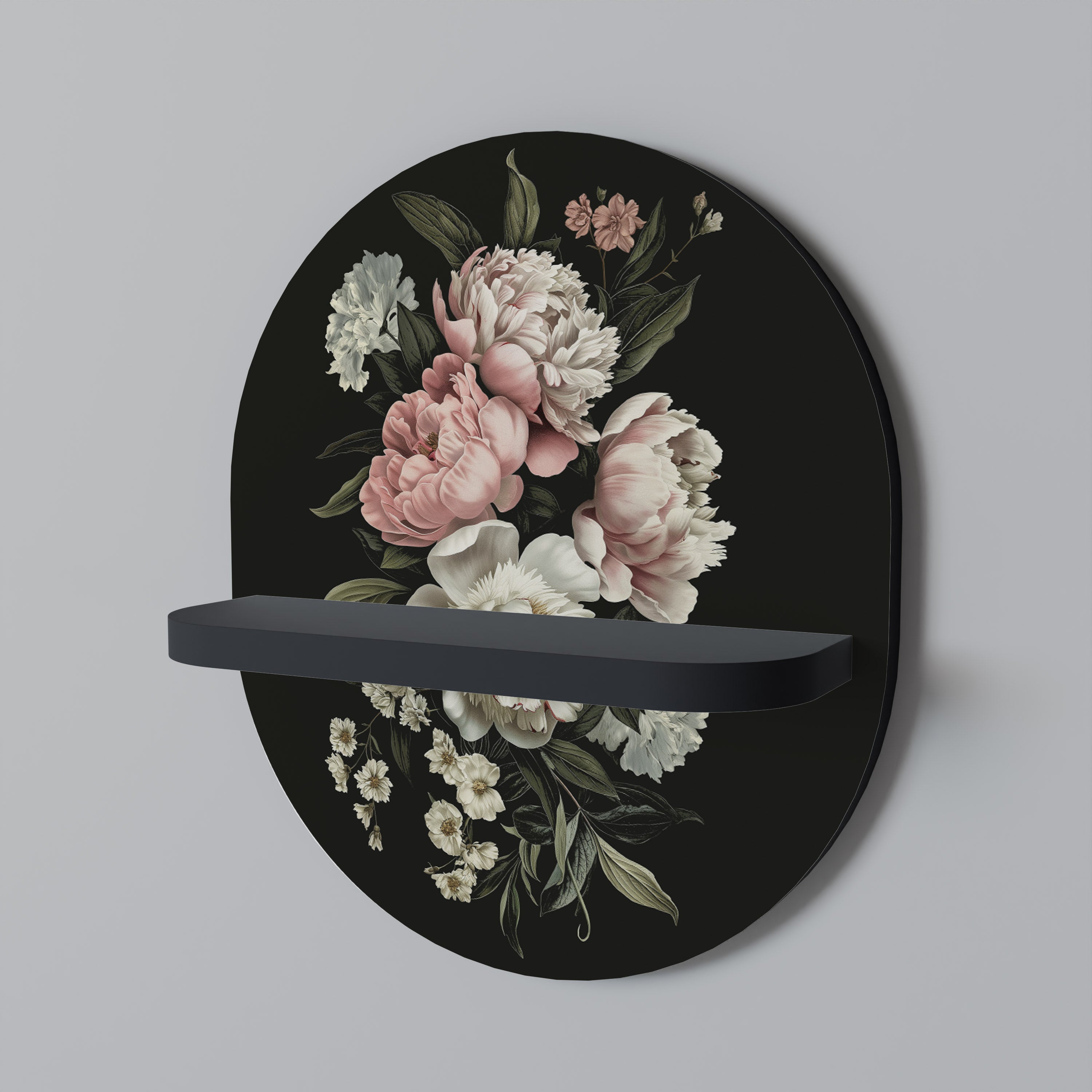 Estantería de arte ovalada con acabado negro LUSH ELEGANCE