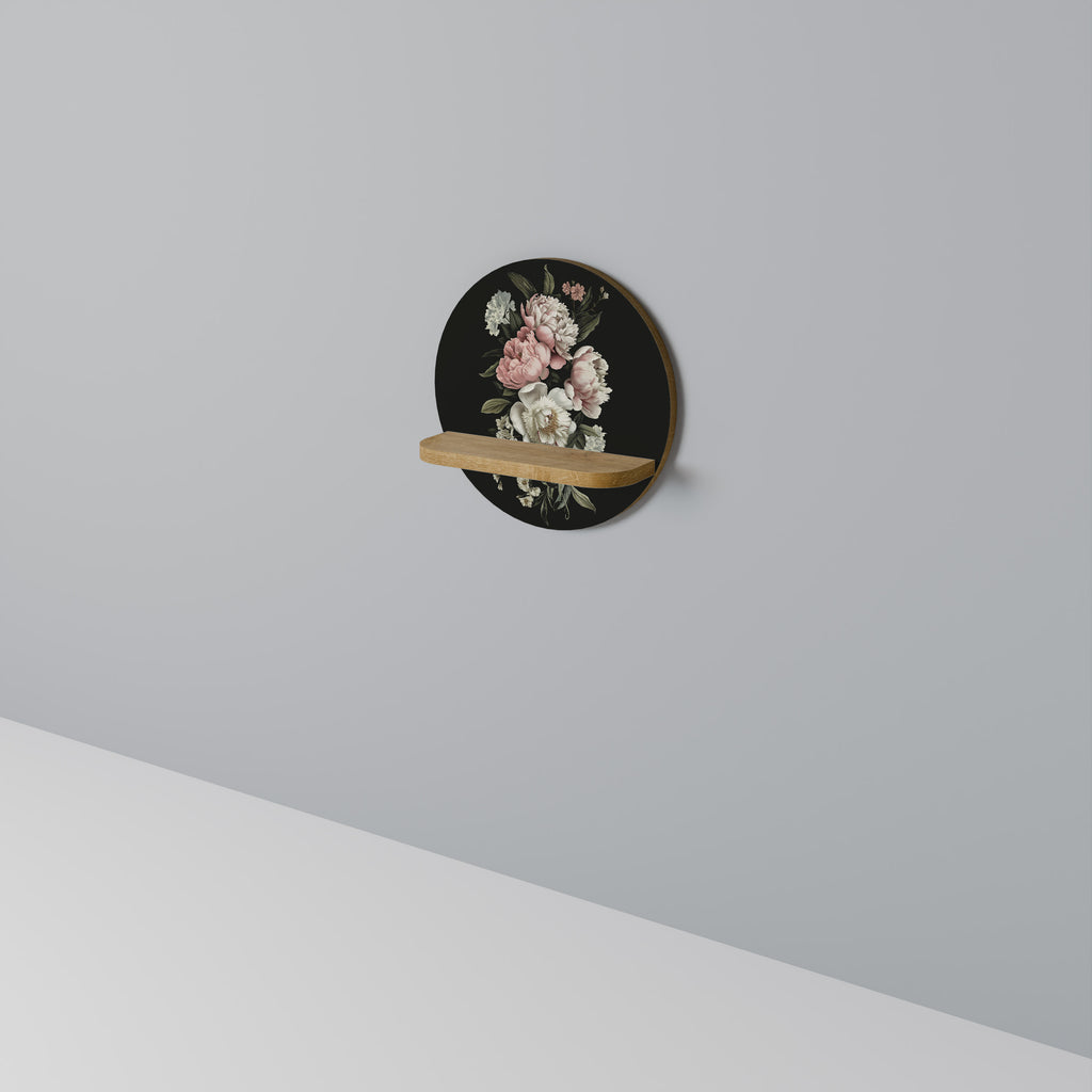 Estantería de arte redonda con efecto roble y elegancia exuberante