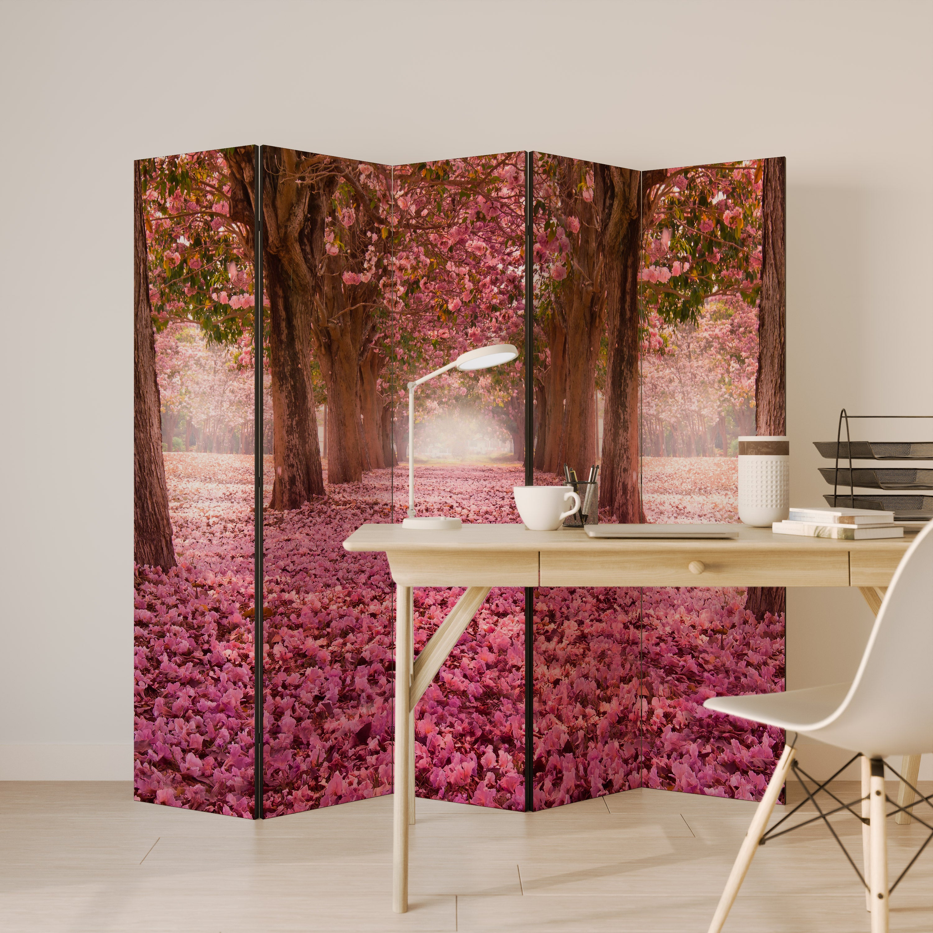BLOSSOMING PATHWAYS Decorative 5-Panel Room Divider