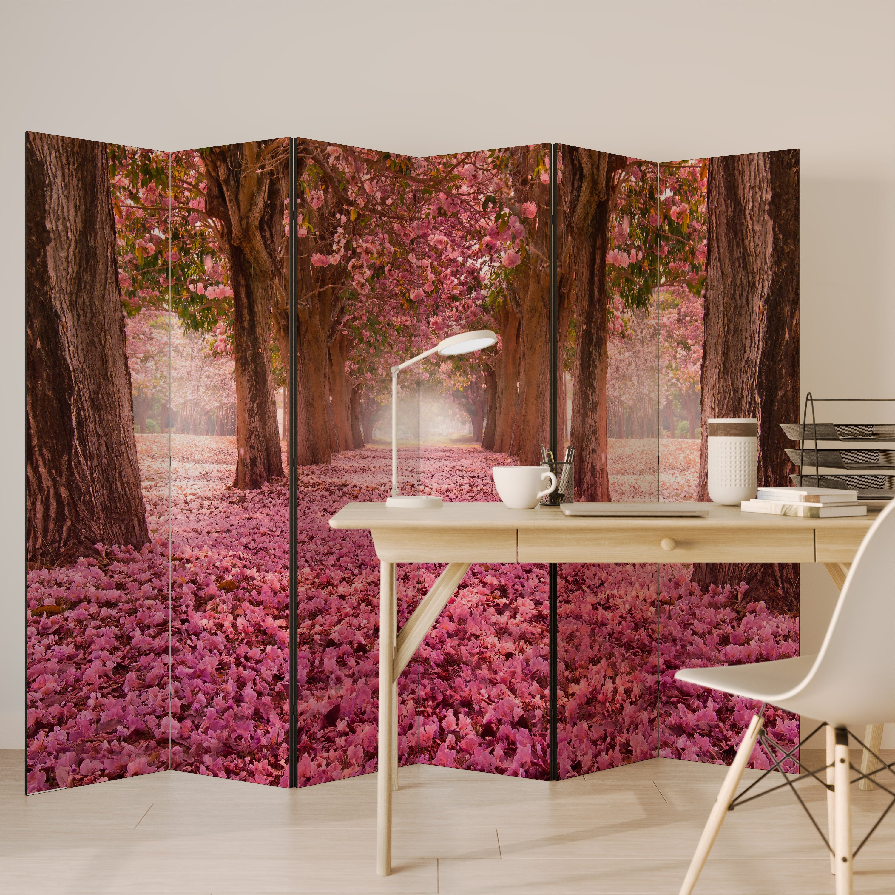 BLOSSOMING PATHWAYS Decorative 6-Panel Room Divider