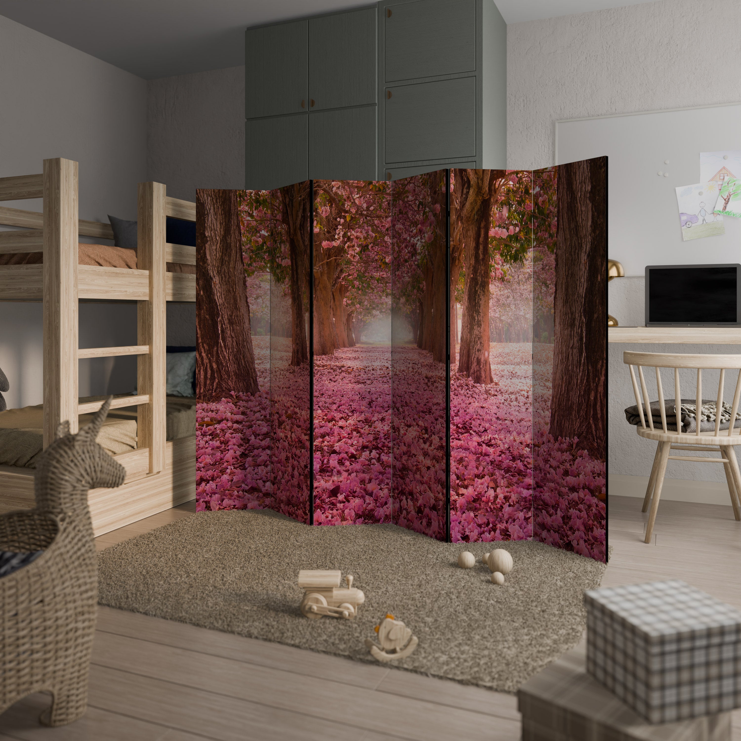 BLOSSOMING PATHWAYS Decorative 6-Panel Room Divider