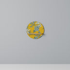 YELLOW CHINOISERIE Round Art Shelf In Oak Effect