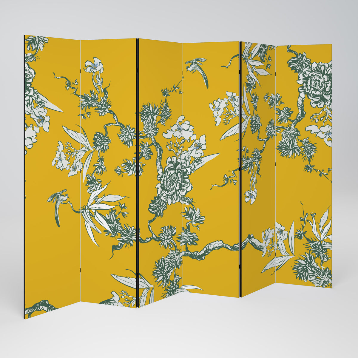 YELLOW CHINOISERIE Biombo de 6 paneles