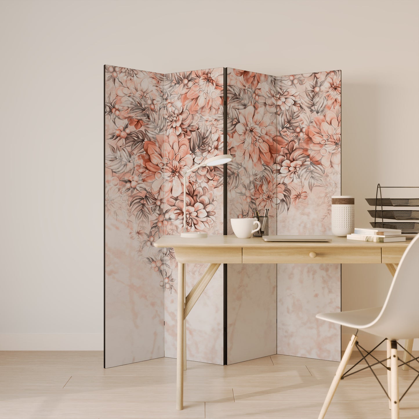 MARBLE GARDEN FANTASY Biombo de 4 paneles