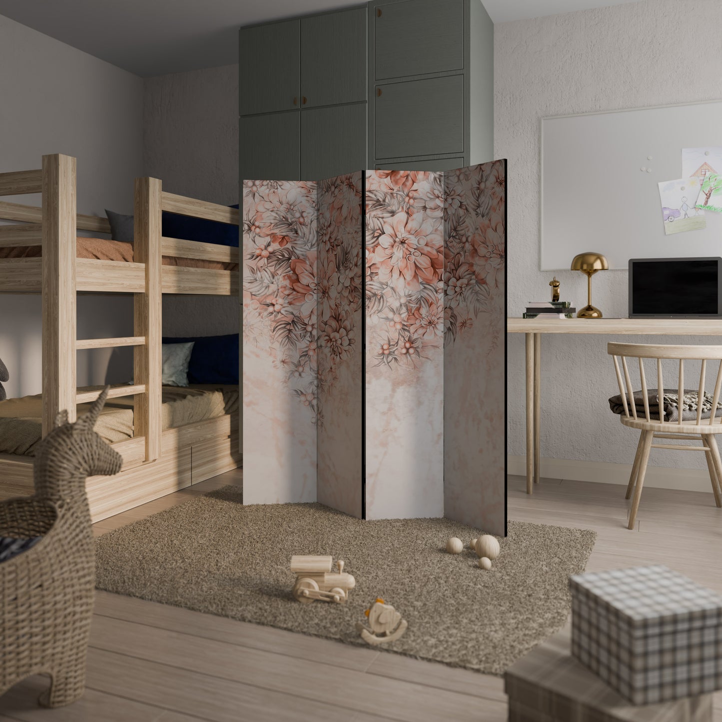 MARBLE GARDEN FANTASY Biombo de 4 paneles
