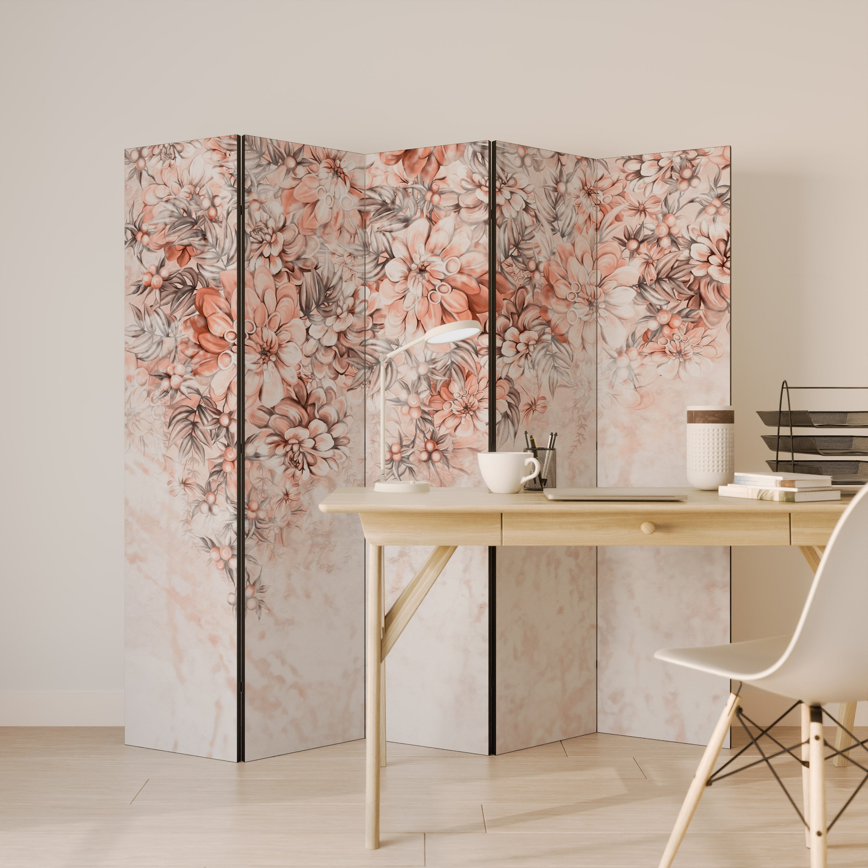 MARBLE GARDEN FANTASY Decorative 5-Panel Room Divider