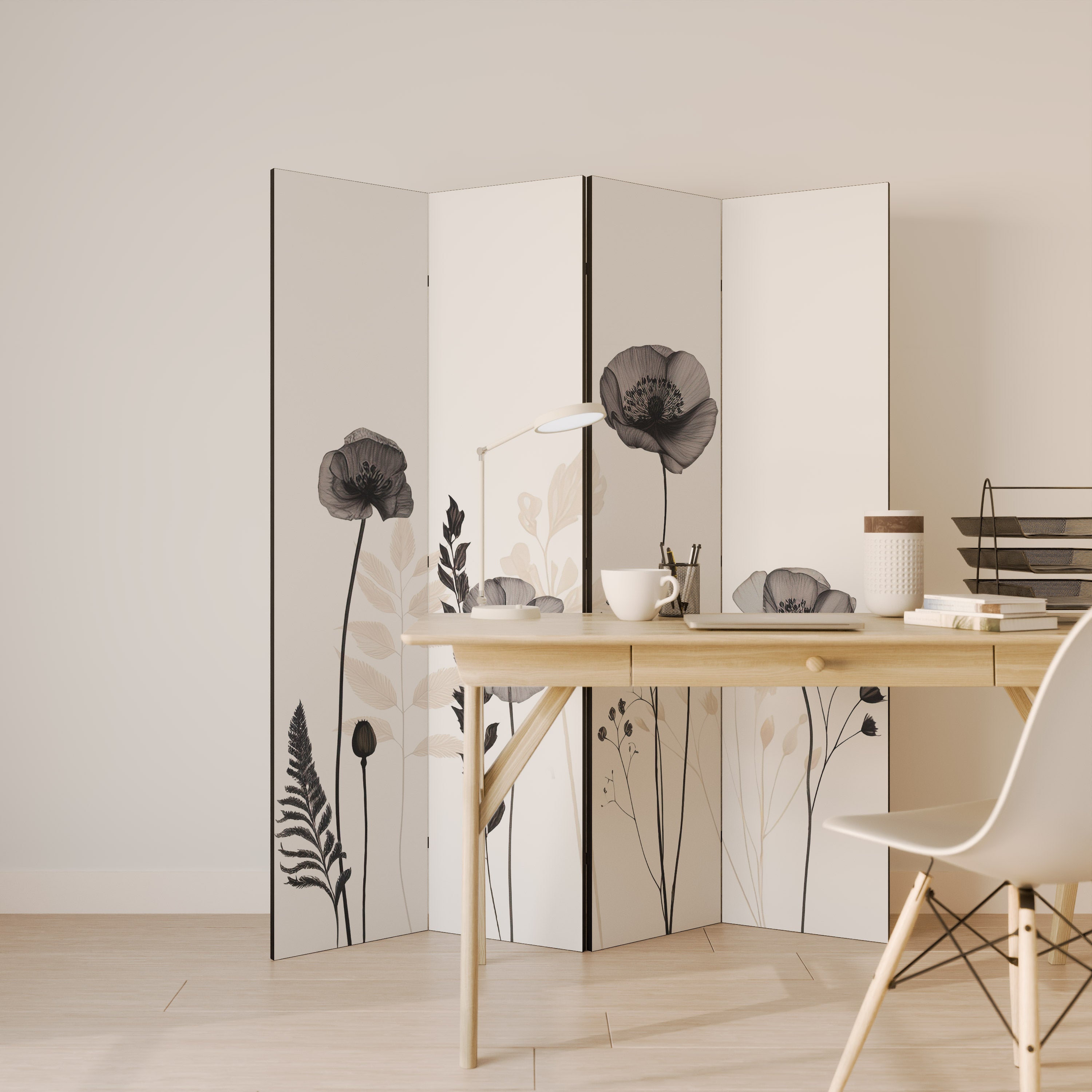 POPPY ALLURE Decorative 4-Panel Room Divider