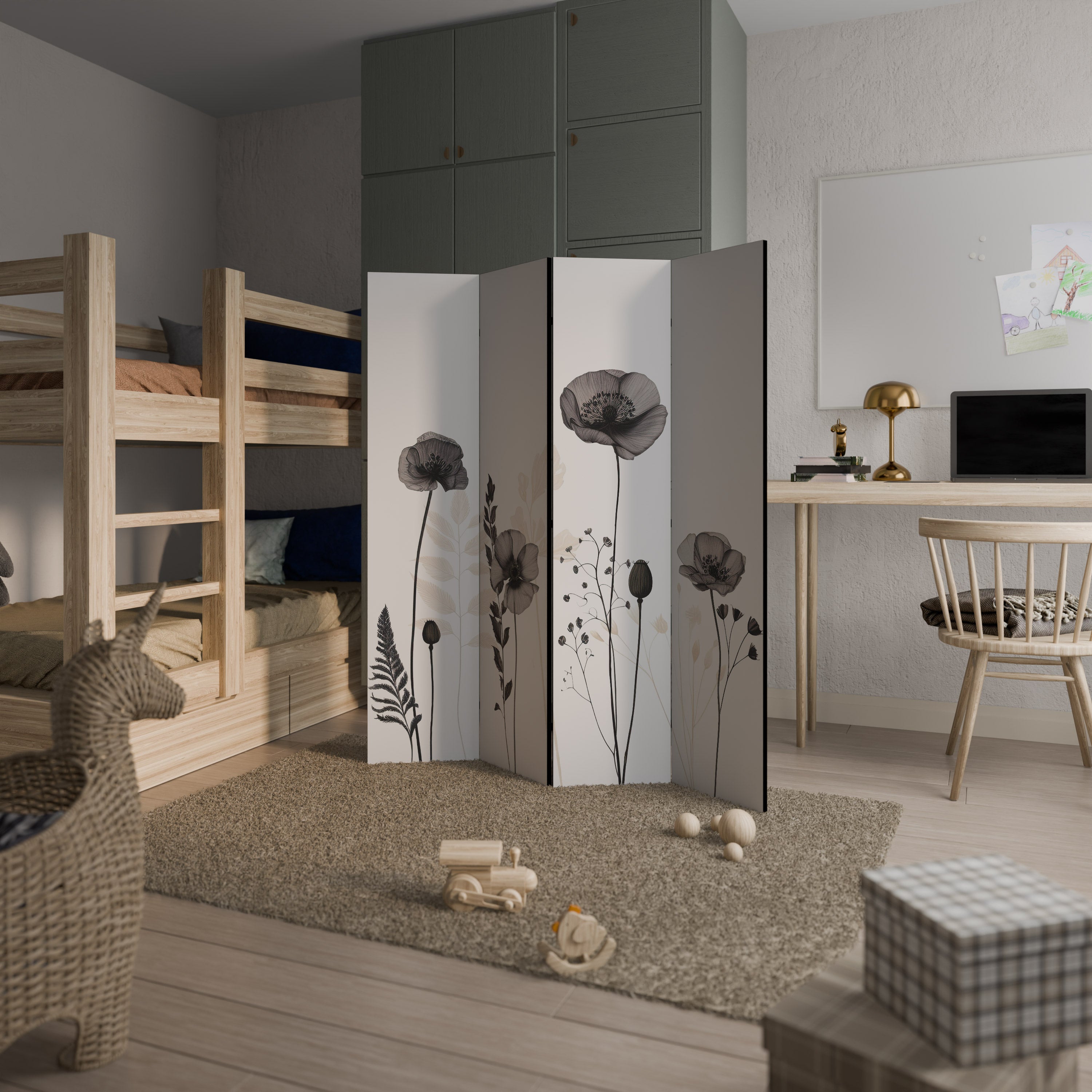 POPPY ALLURE Decorative 4-Panel Room Divider