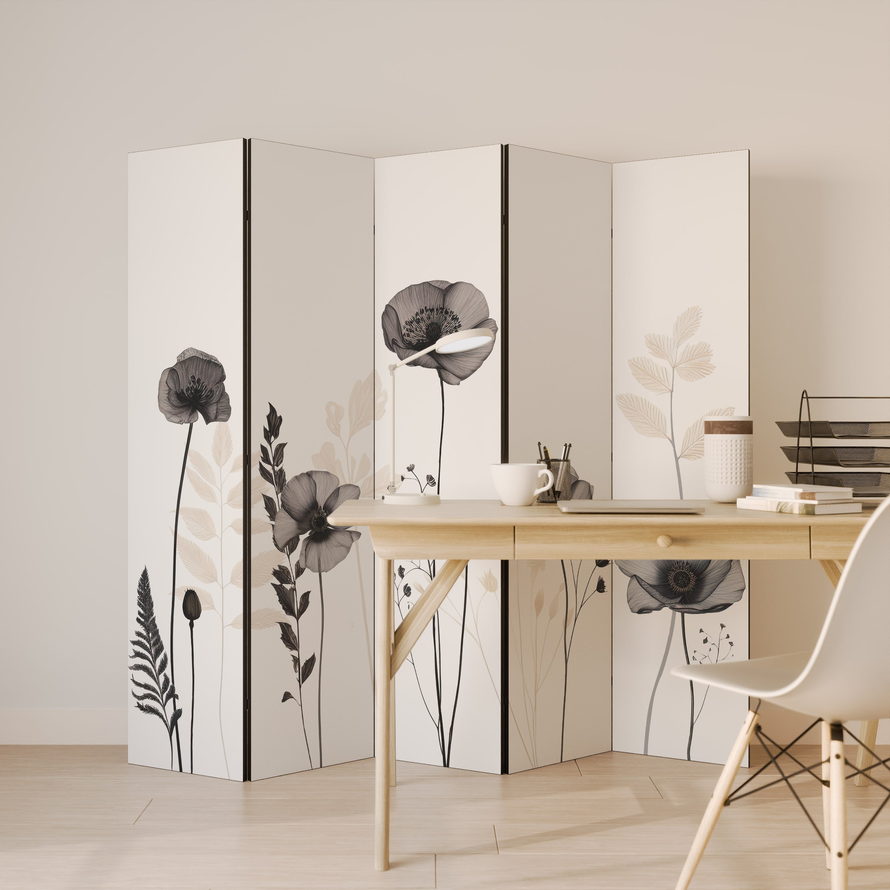 POPPY ALLURE Decorative 5-Panel Room Divider