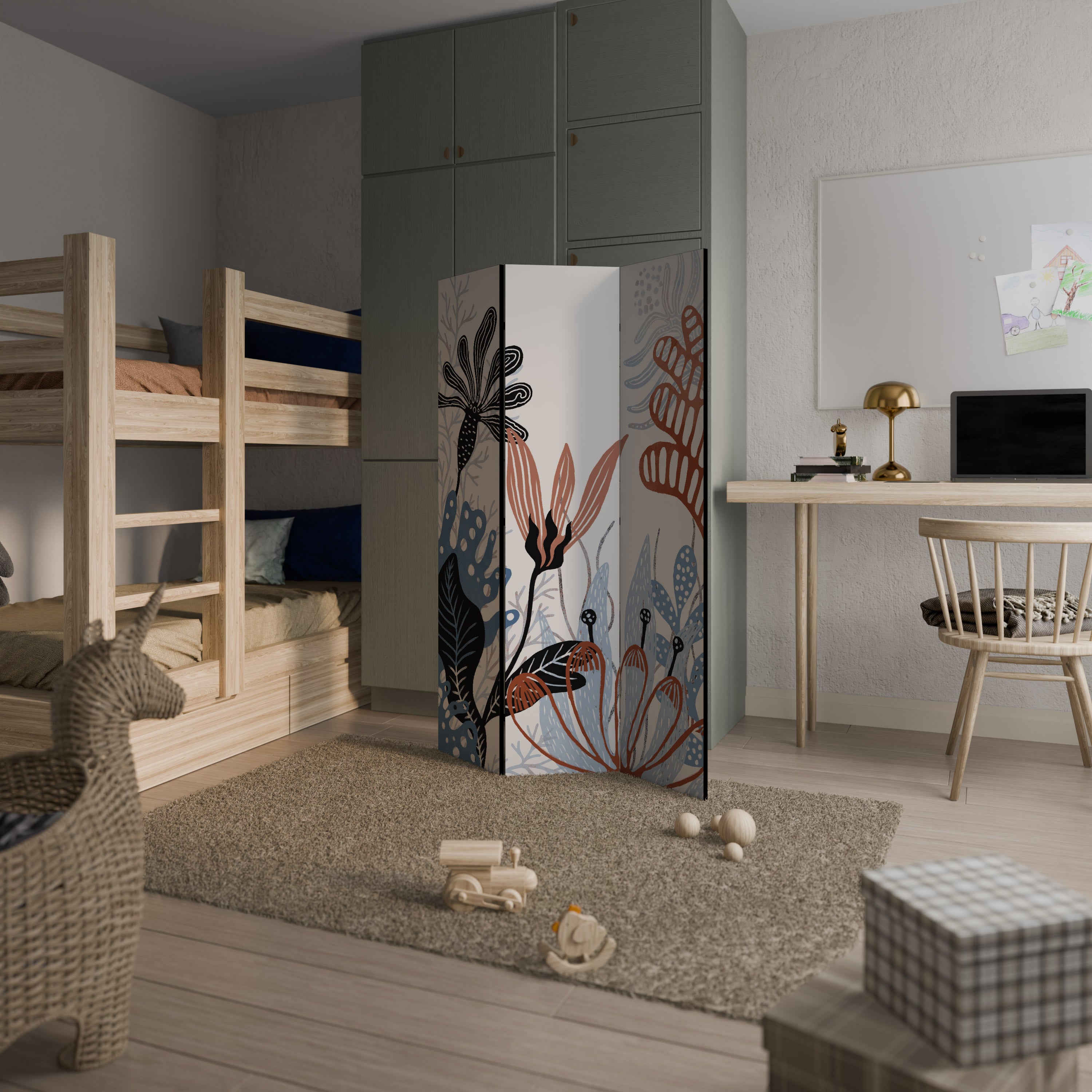 ORGANIC ASSEMBLAGE Biombo de 3 paneles