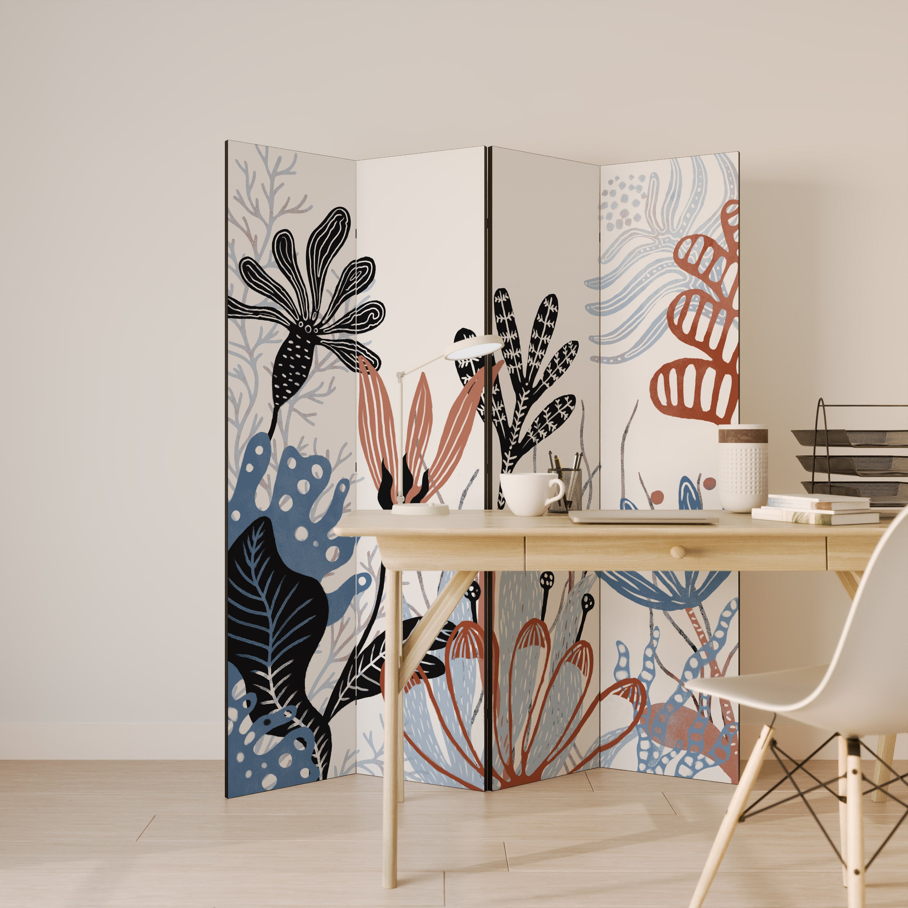 ORGANIC ASSEMBLAGE Biombo de 4 paneles