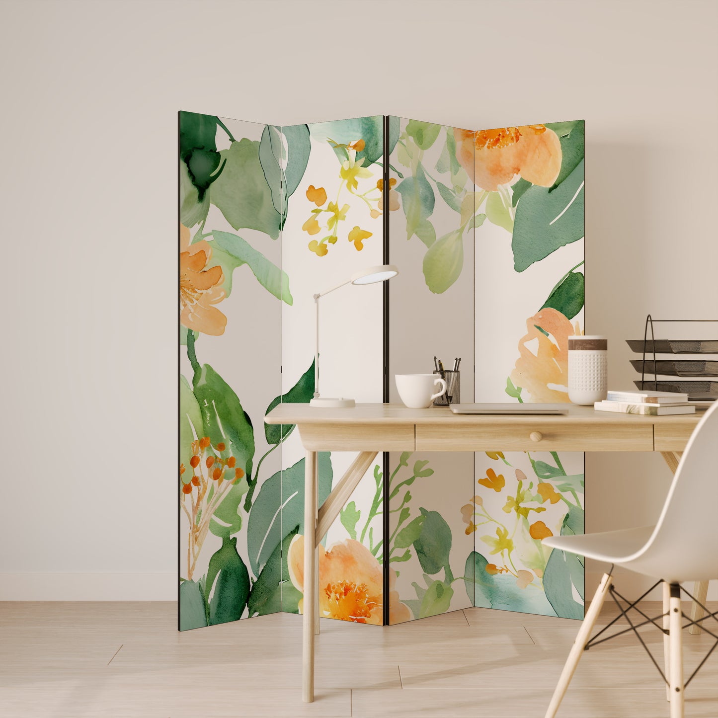 FLORAL SERENITY SPLIT Biombo de 4 paneles