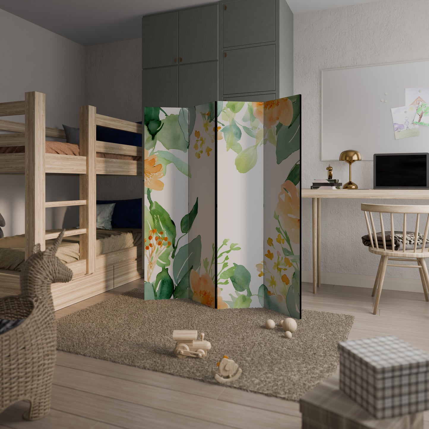 FLORAL SERENITY SPLIT Biombo de 4 paneles