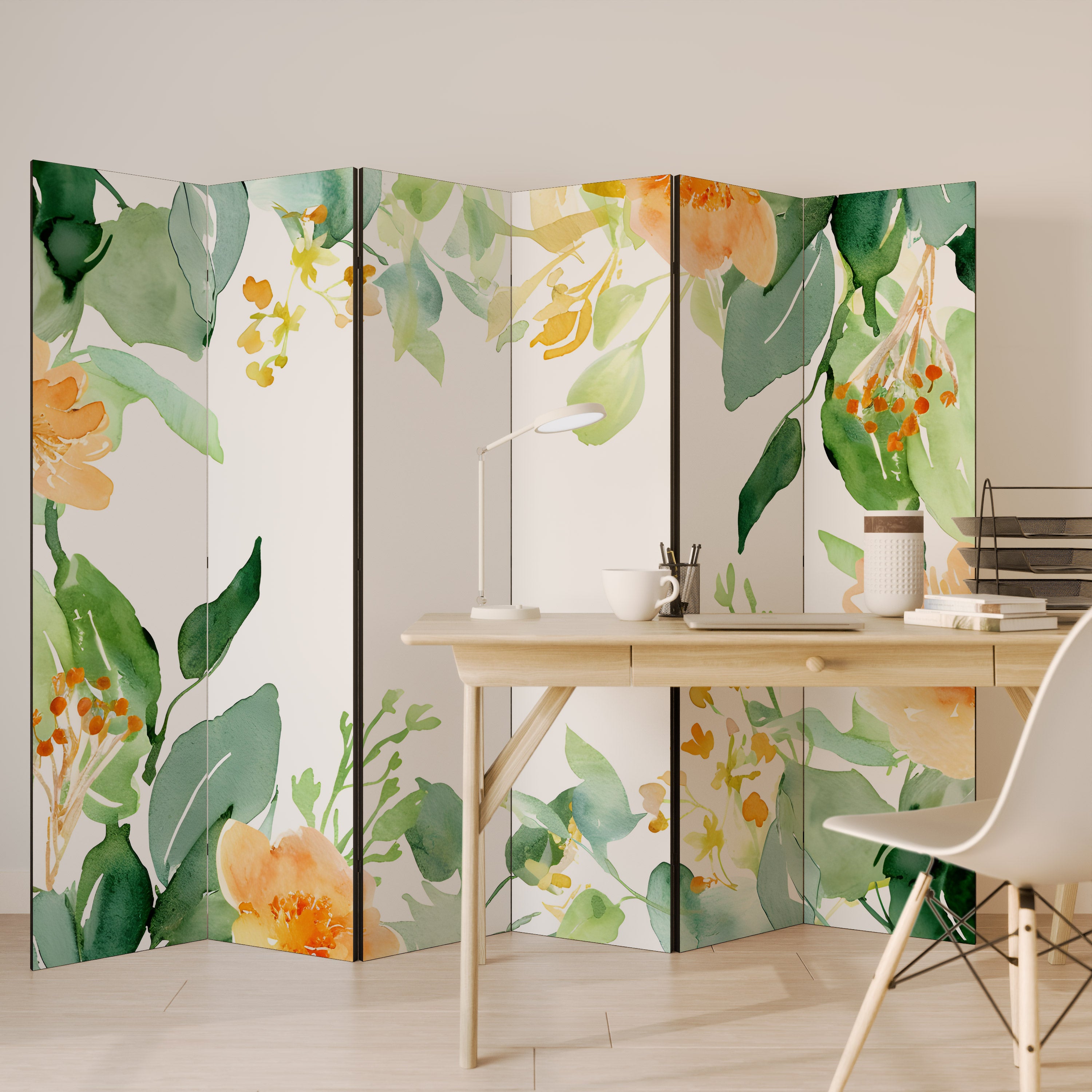 FLORAL SERENITY SPLIT Decorative 6-Panel Room Divider