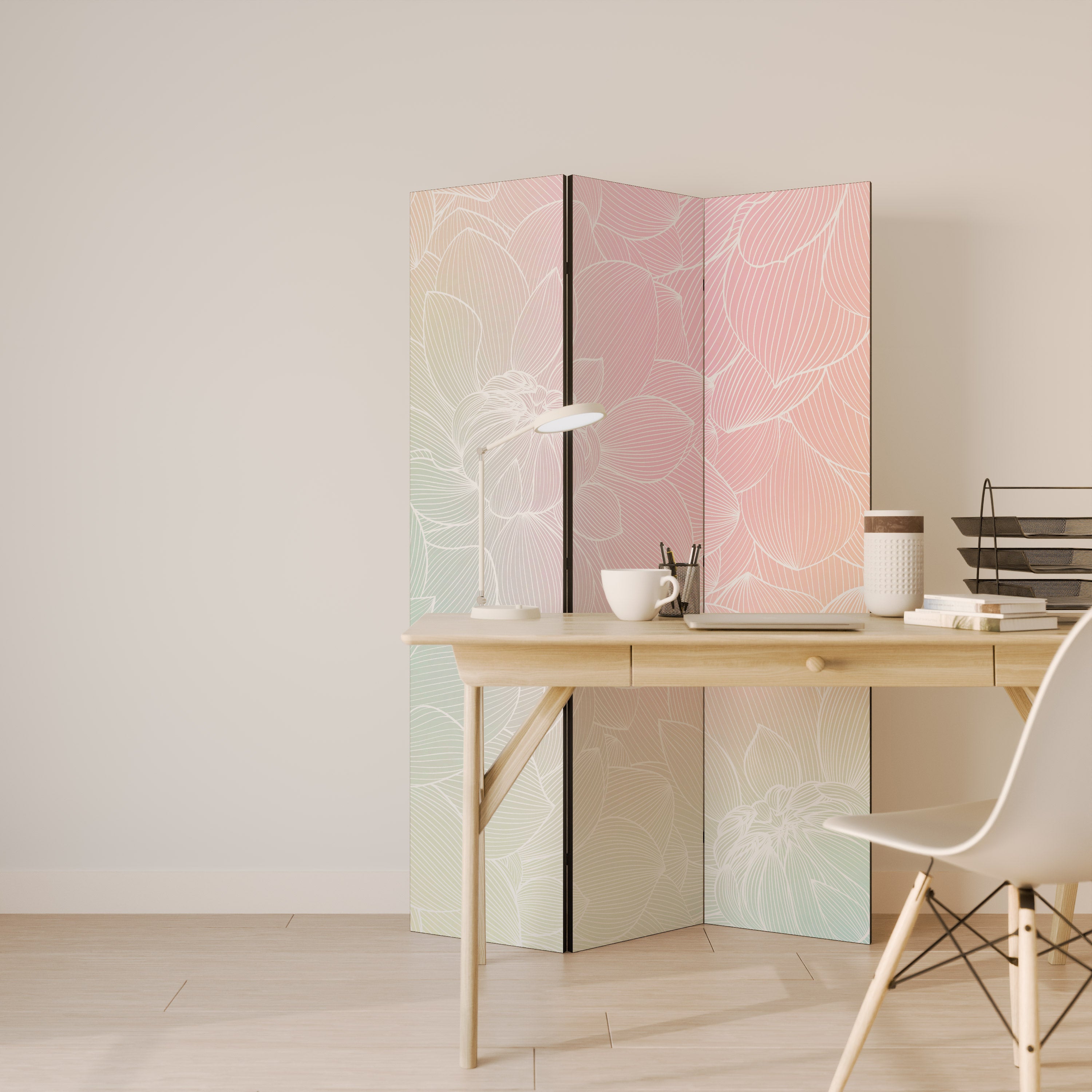 ELEGANT FLORAL FUSION Decorative 3-Panel Room Divider
