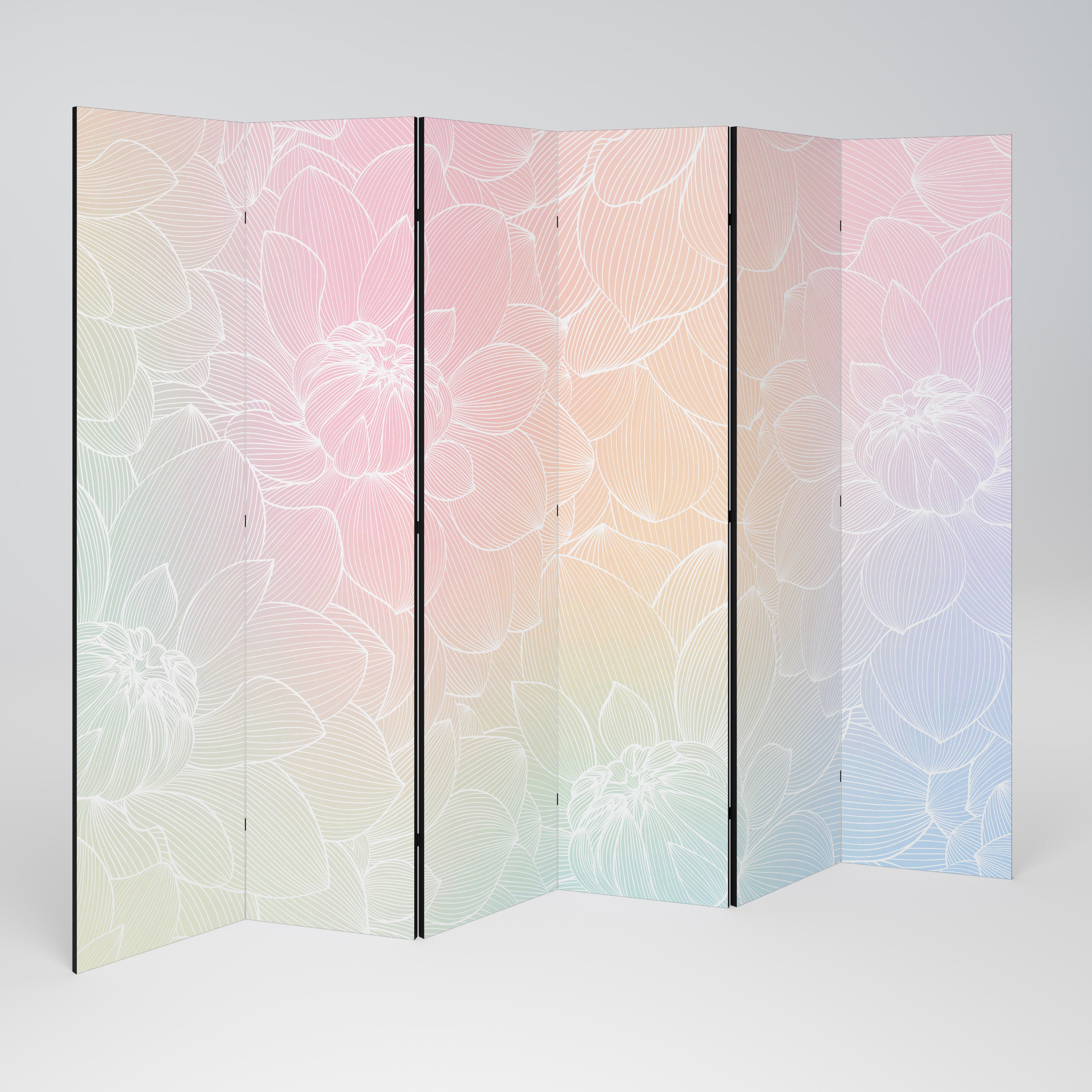 ELEGANT FLORAL FUSION Decorative 6-Panel Room Divider