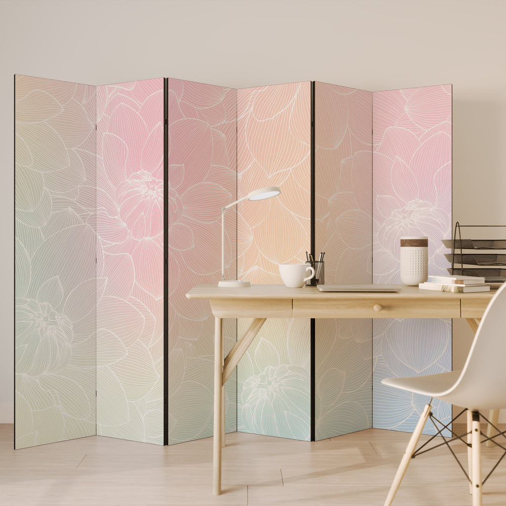 ELEGANT FLORAL FUSION Decorative 6-Panel Room Divider