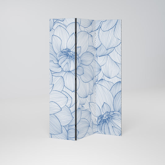 LUSH LINEAR BLOOMS Biombo de 3 paneles