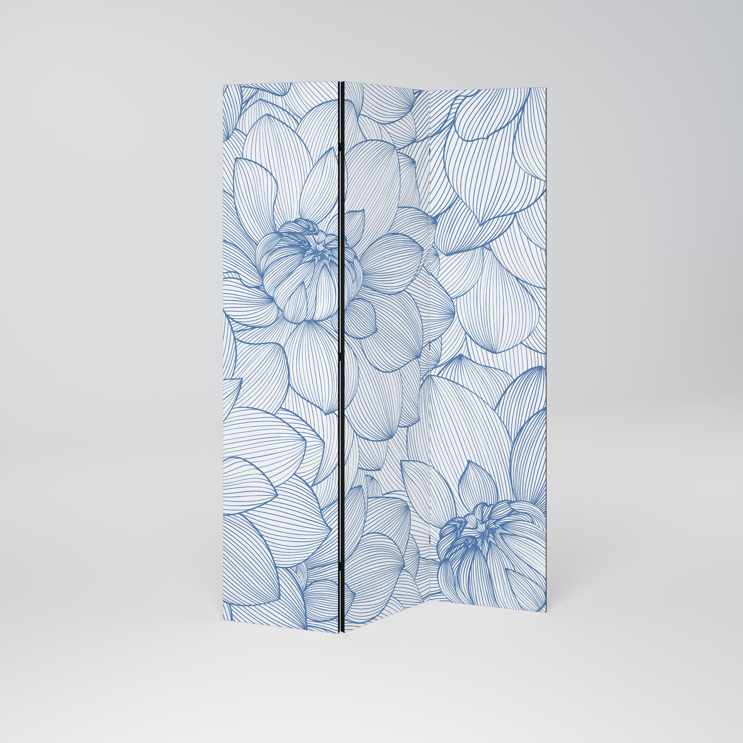 LUSH LINEAR BLOOMS Decorative 3-Panel Room Divider
