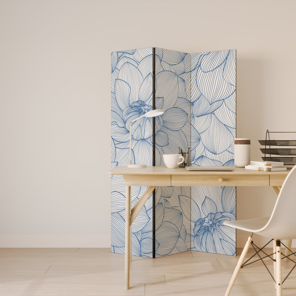 LUSH LINEAR BLOOMS Decorative 3-Panel Room Divider