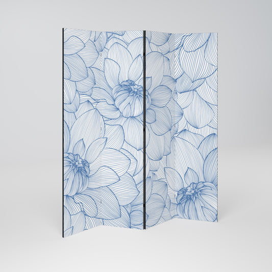 LUSH LINEAR BLOOMS Biombo de 4 paneles