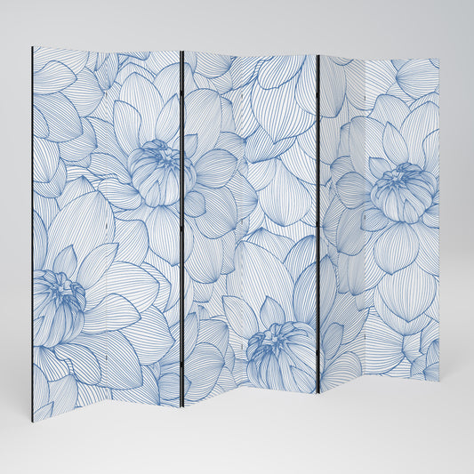 LUSH LINEAR BLOOMS Biombo de 6 paneles