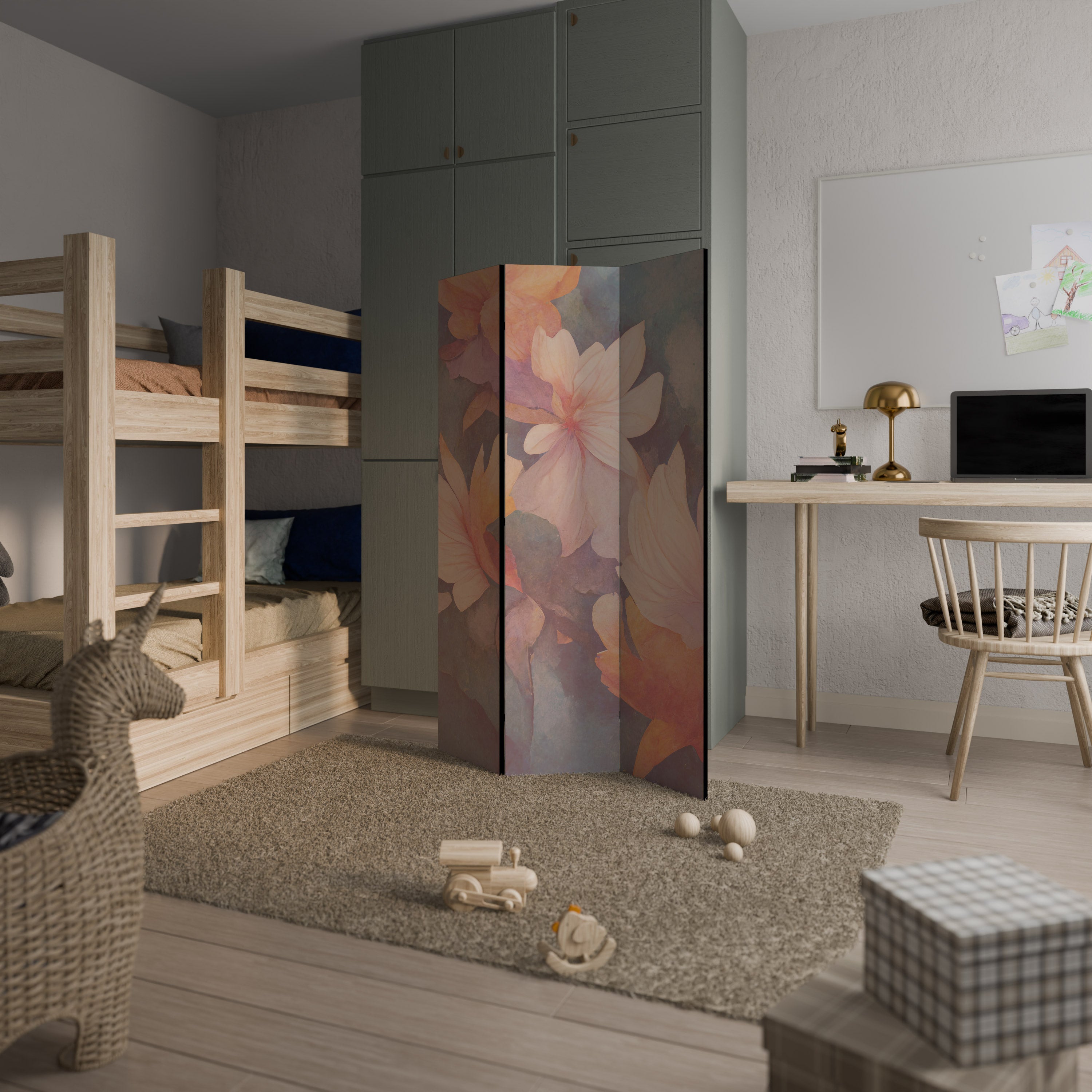 PETAL GRACE Biombo de 3 paneles