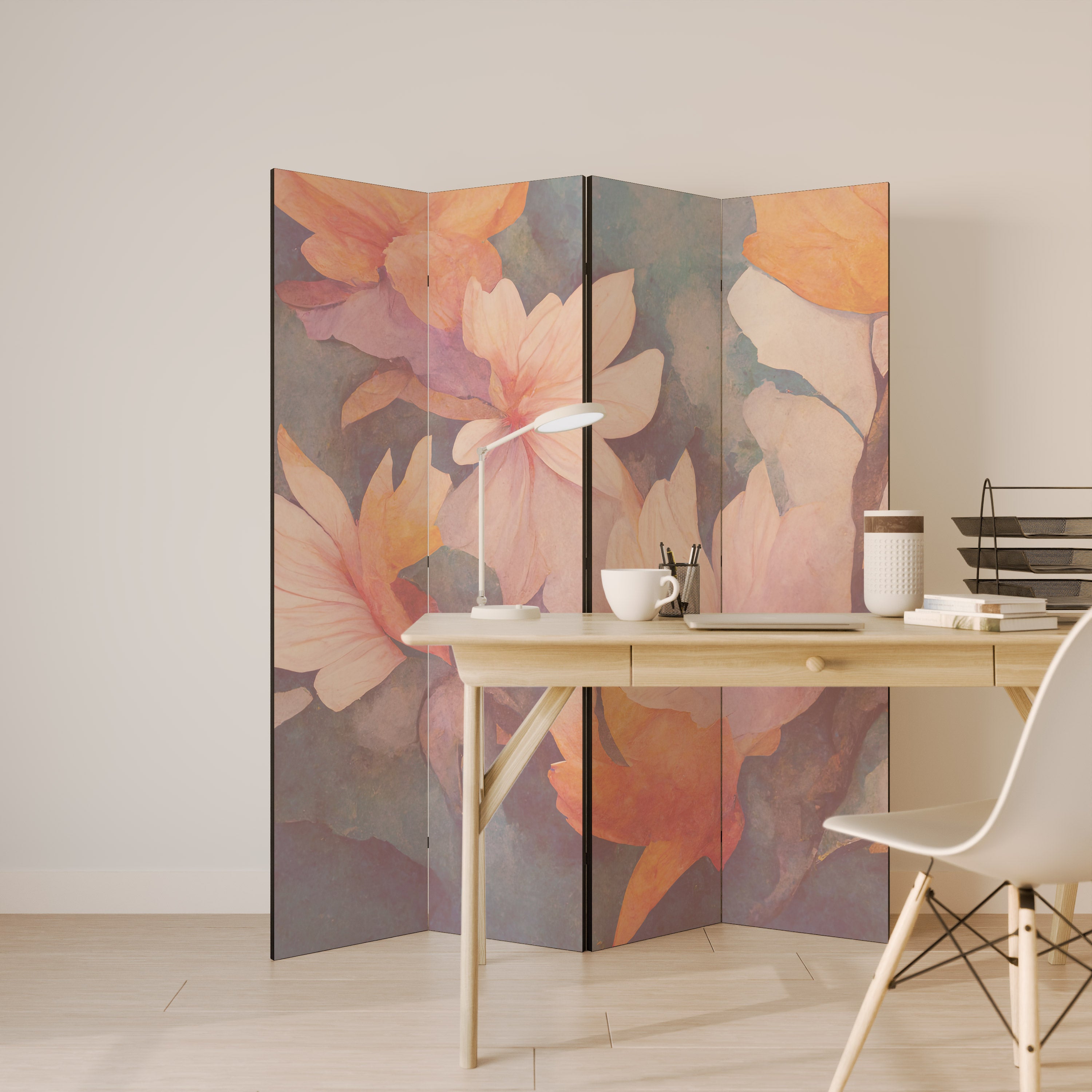 PETAL GRACE Decorative 4-Panel Room Divider