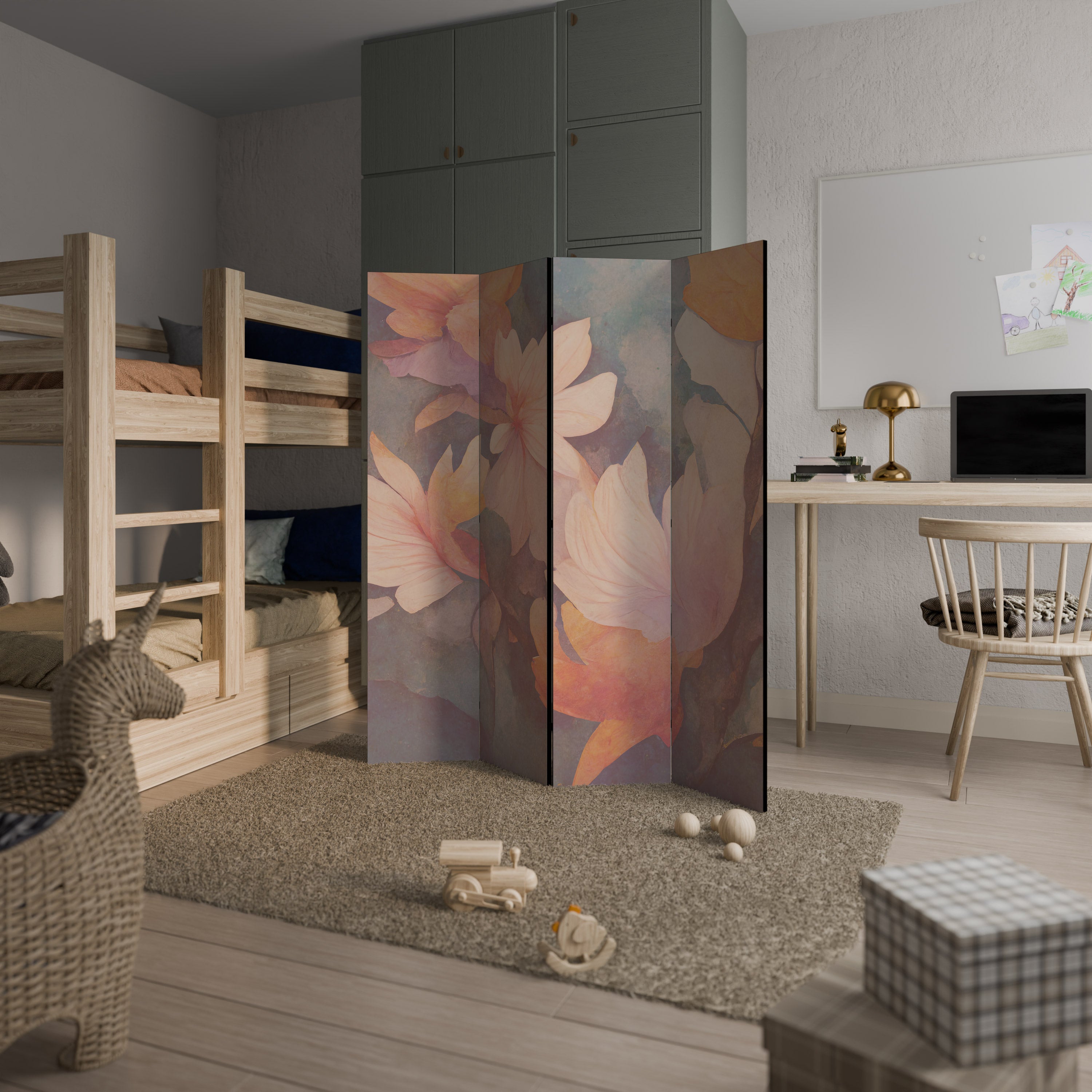 PETAL GRACE Decorative 4-Panel Room Divider