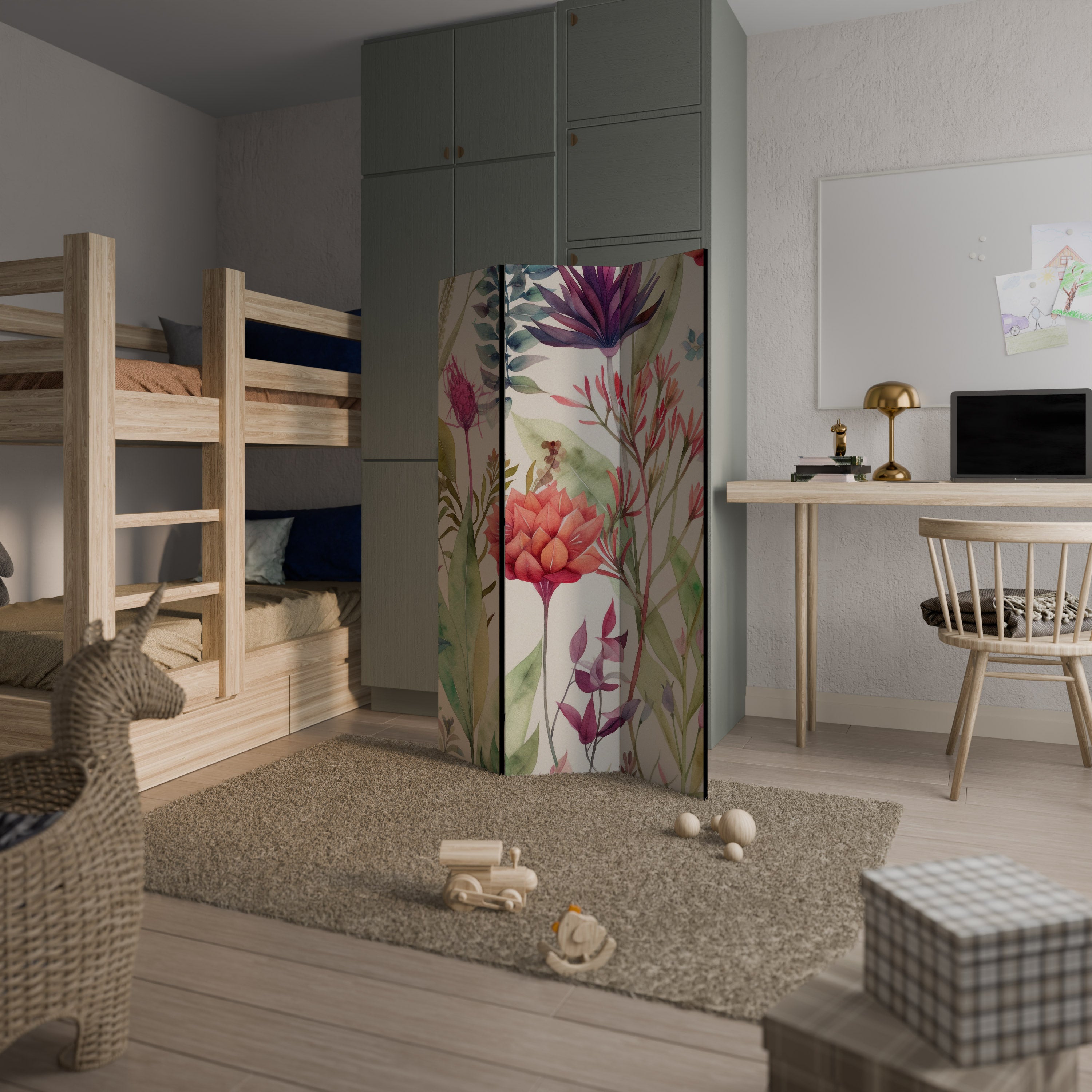 HERBAL FIESTA Biombo de 3 paneles