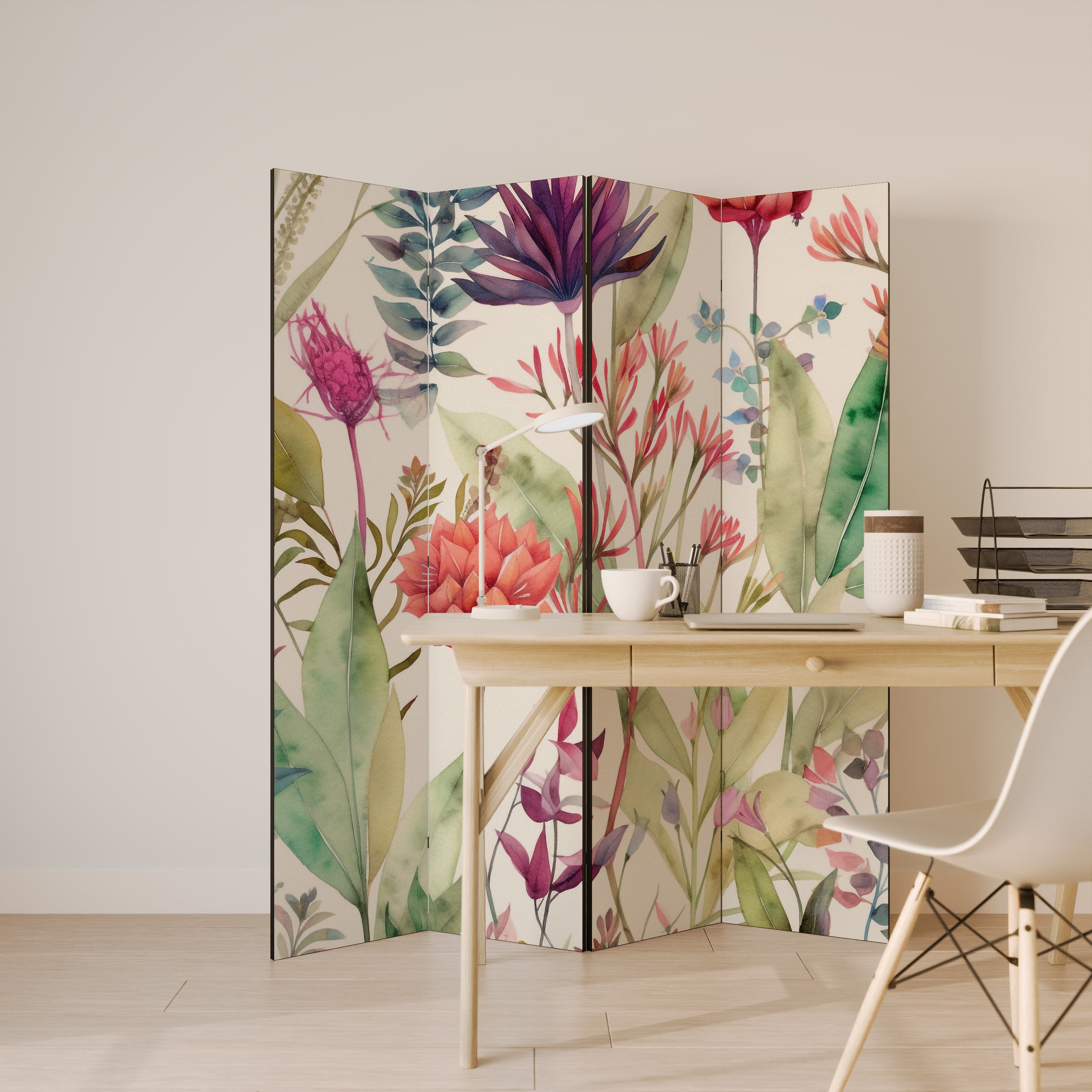 HERBAL FIESTA Decorative 4-Panel Room Divider