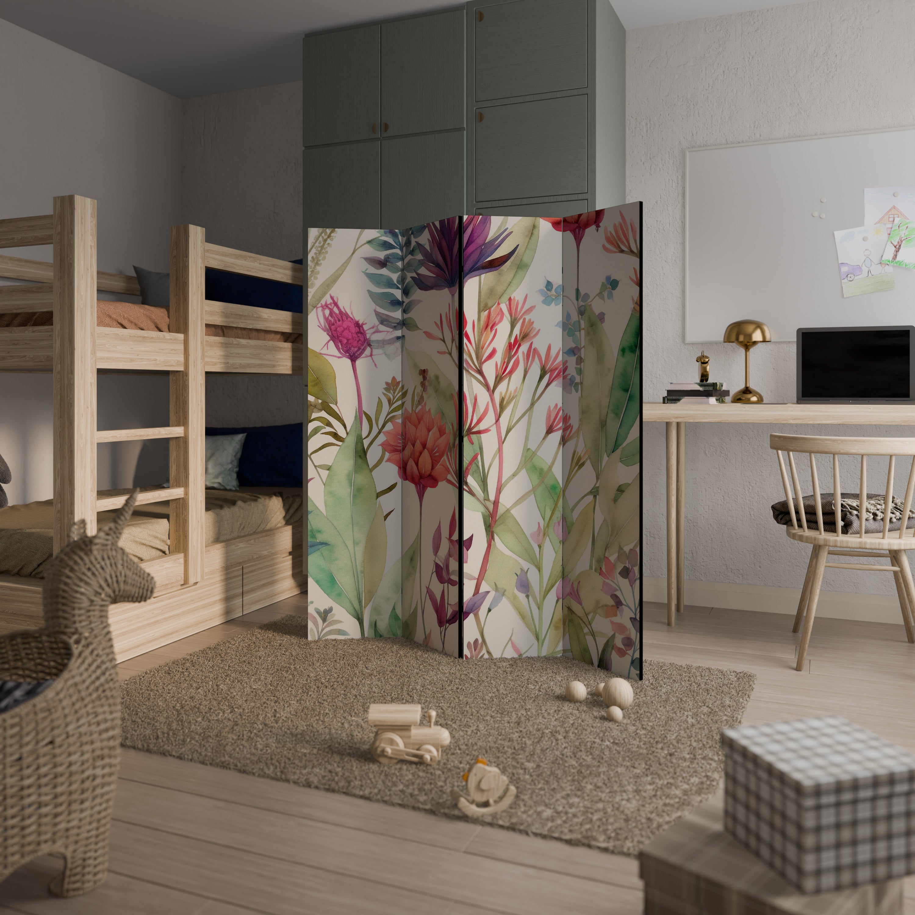 HERBAL FIESTA Decorative 4-Panel Room Divider