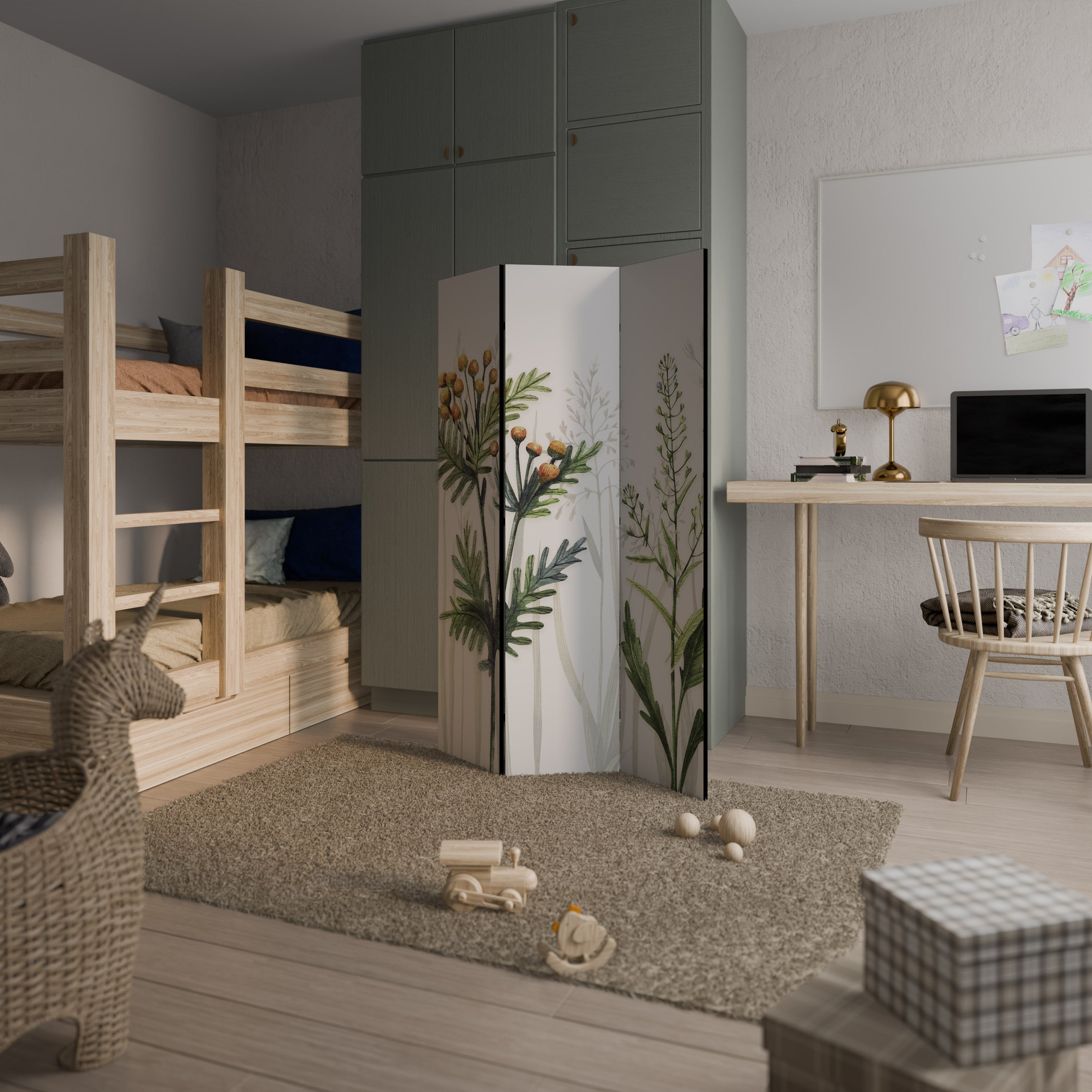 HERBAL DREAM Decorative 3-Panel Room Divider