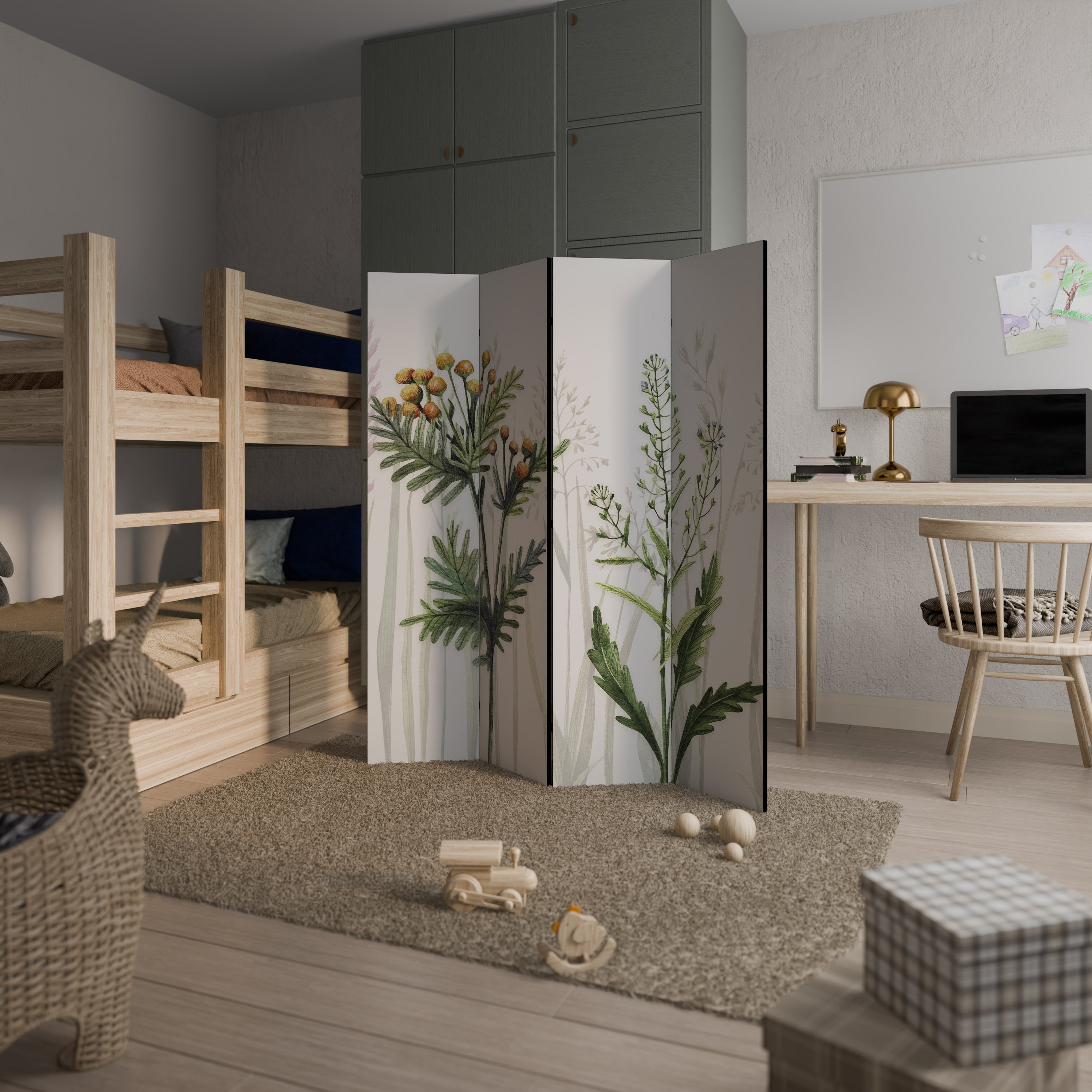 HERBAL DREAM Biombo de 4 paneles