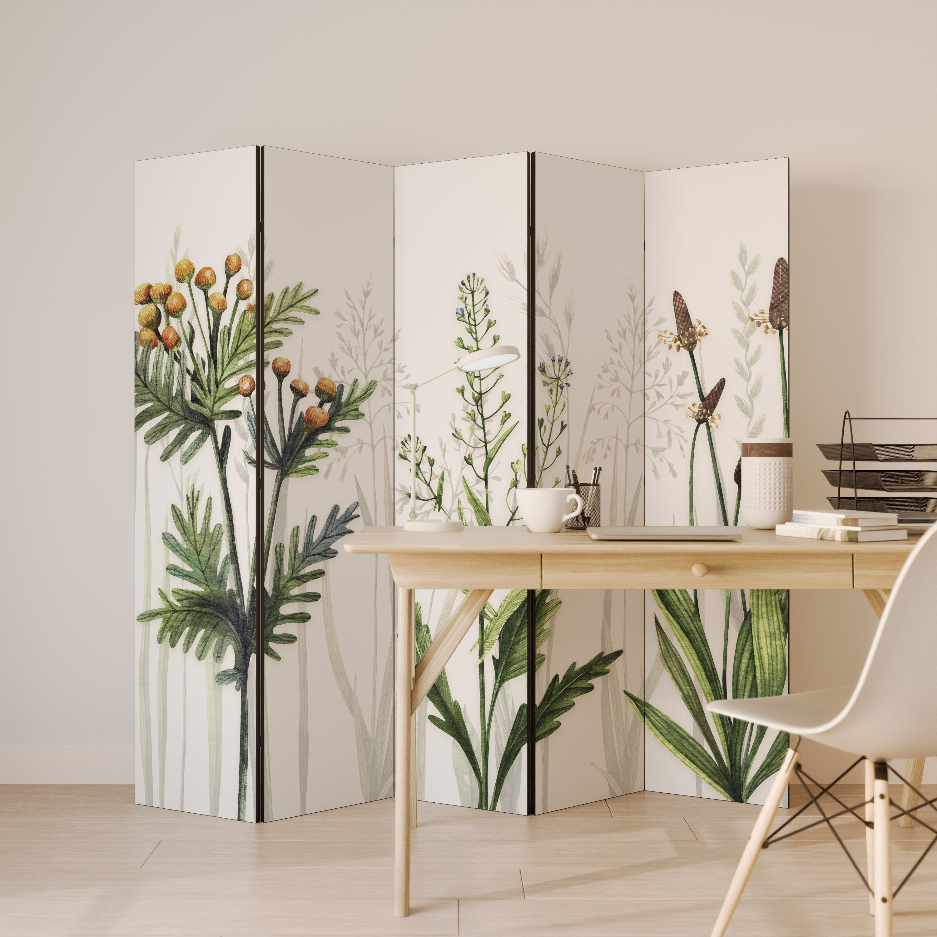 HERBAL DREAM Decorative 5-Panel Room Divider