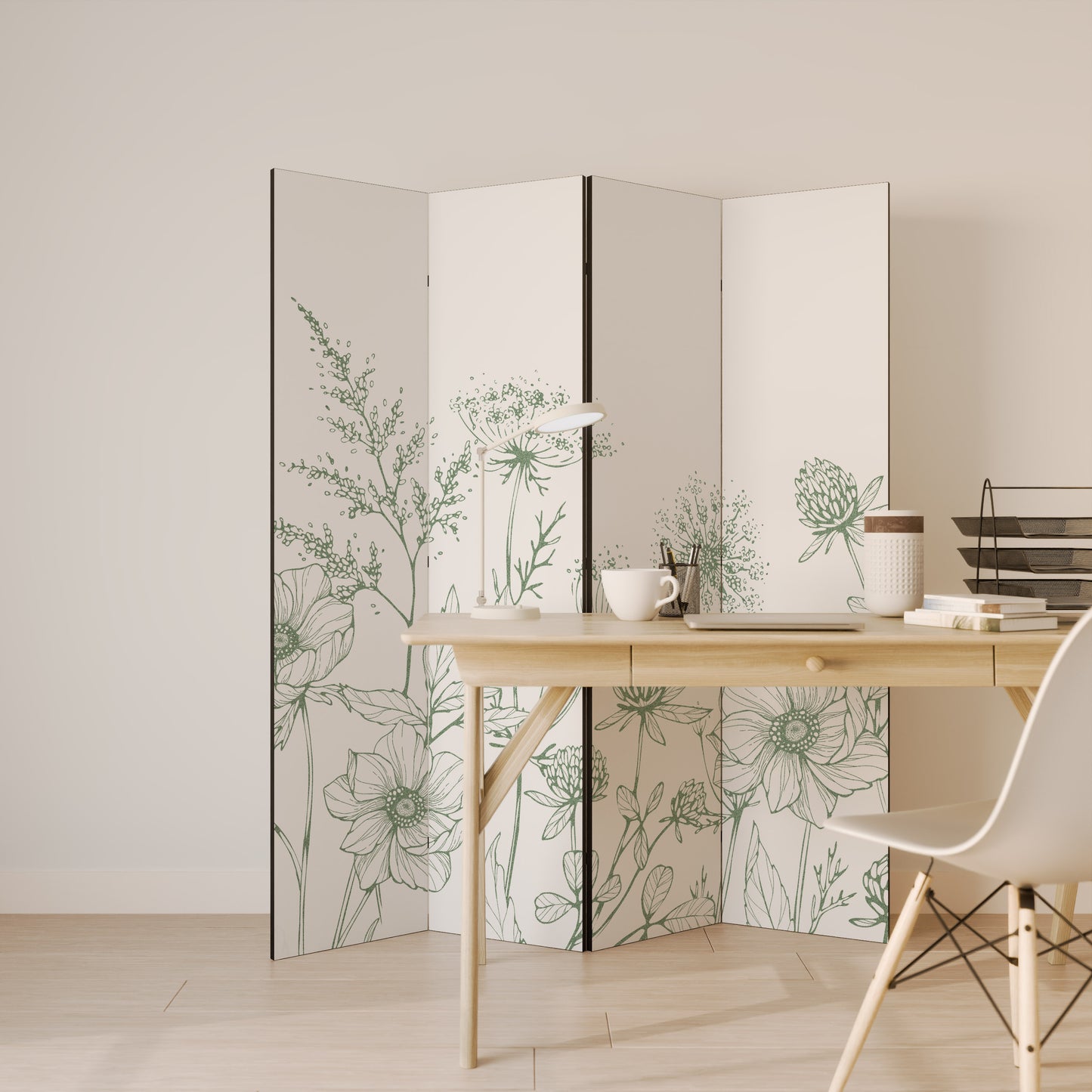 WILDER BEAUTY Biombo de 4 paneles