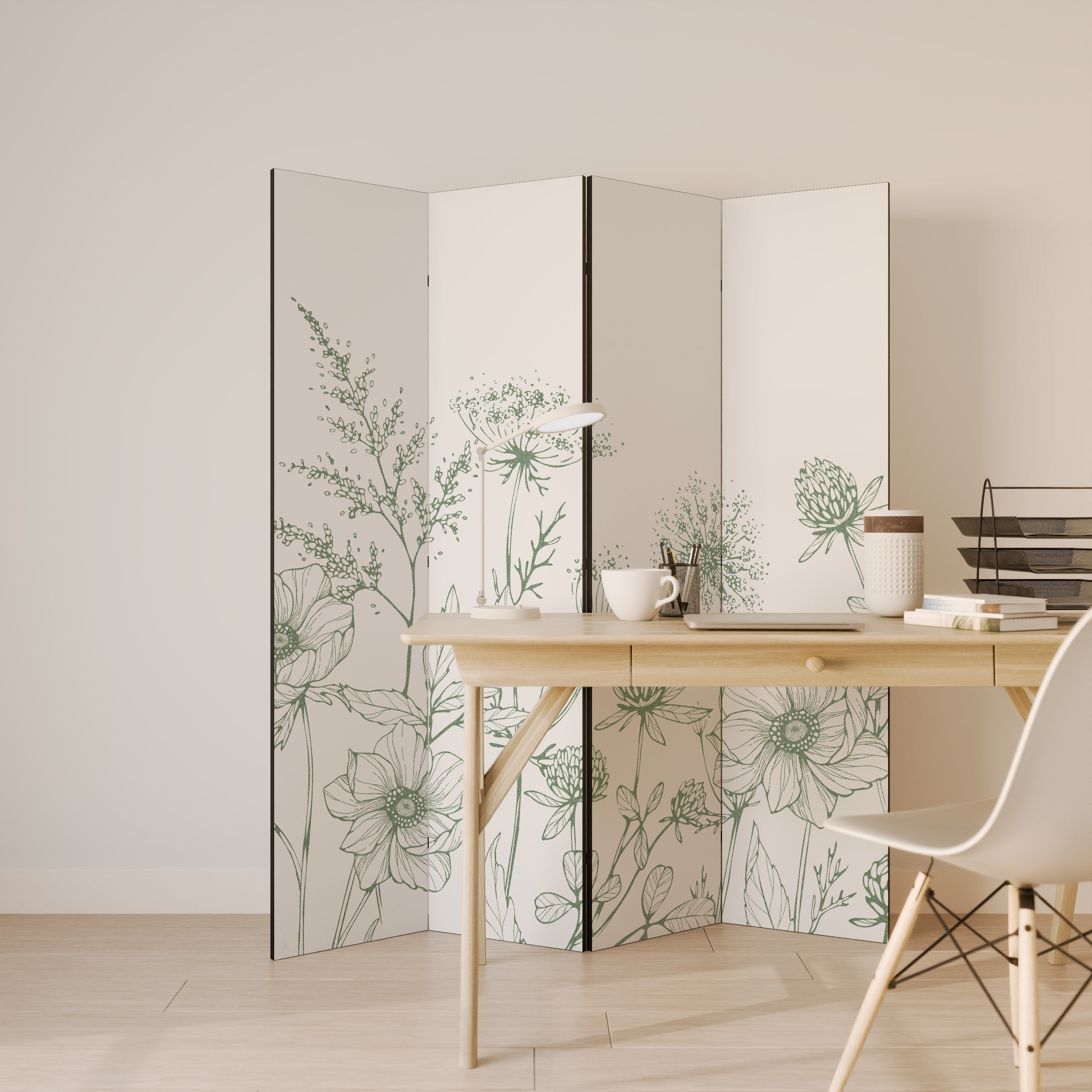 WILDER BEAUTY Decorative 4-Panel Room Divider