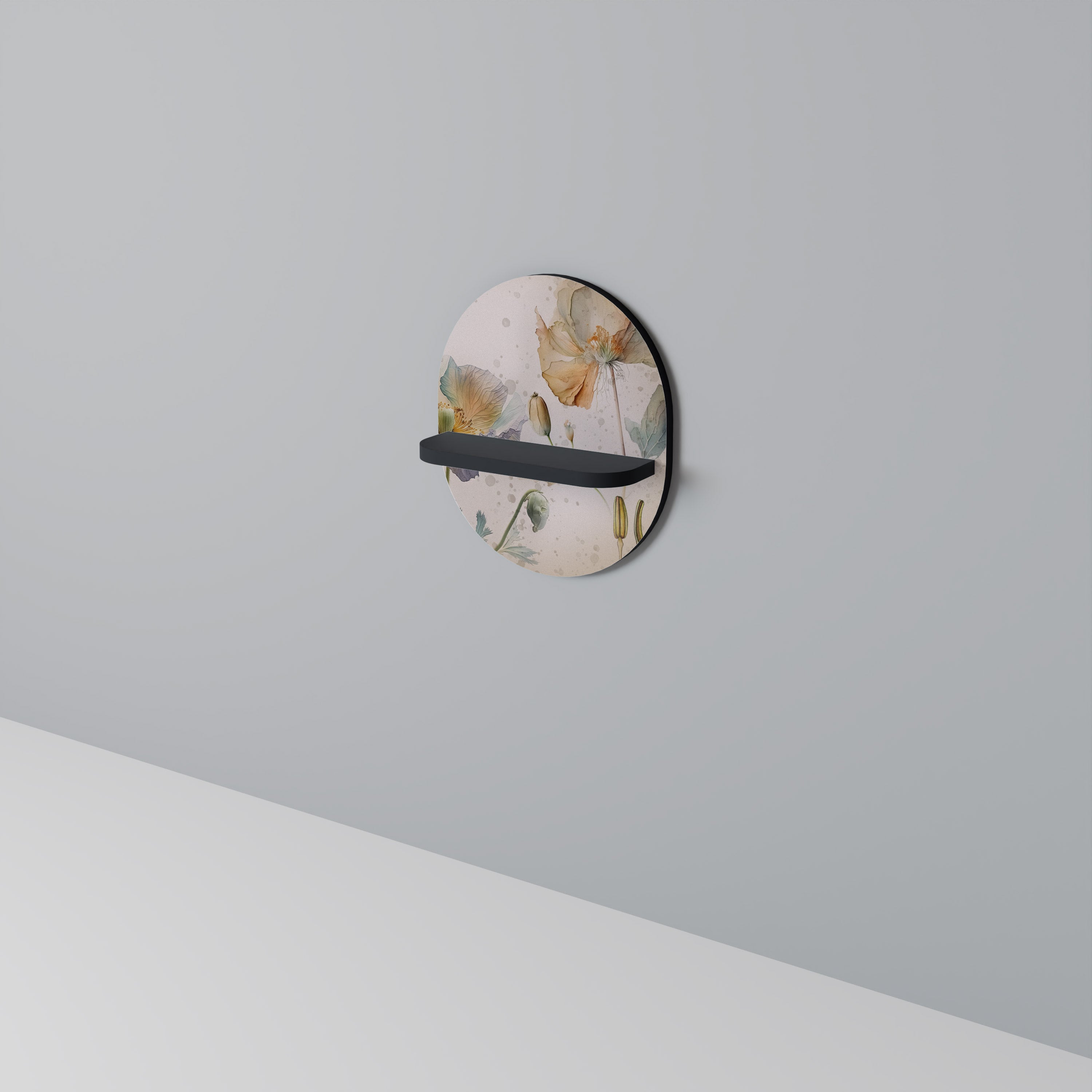 SOFTEN POPPY Oval Art Shelf In Black Finish