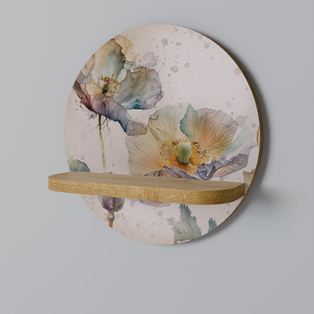 SOFTEN POPPY Round Art Shelf In Oak Effect