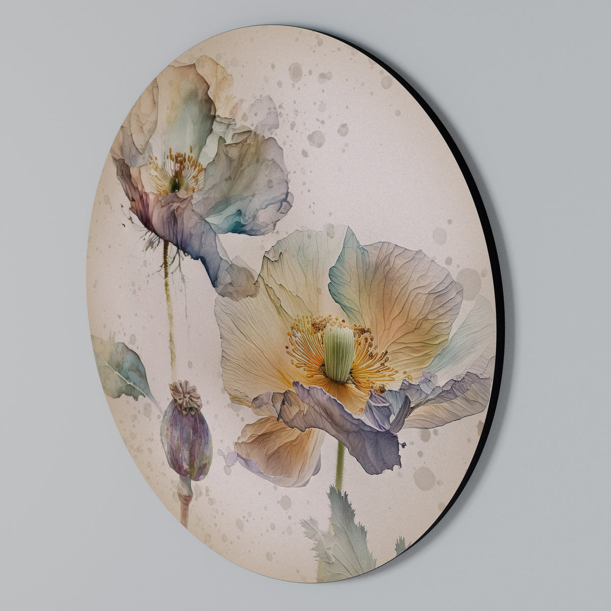 SOFTEN POPPY Arte de pared redondo