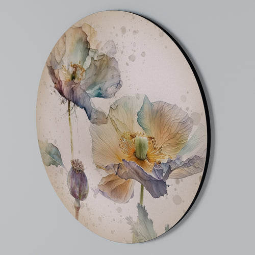 SOFTEN POPPY Round Wall Art