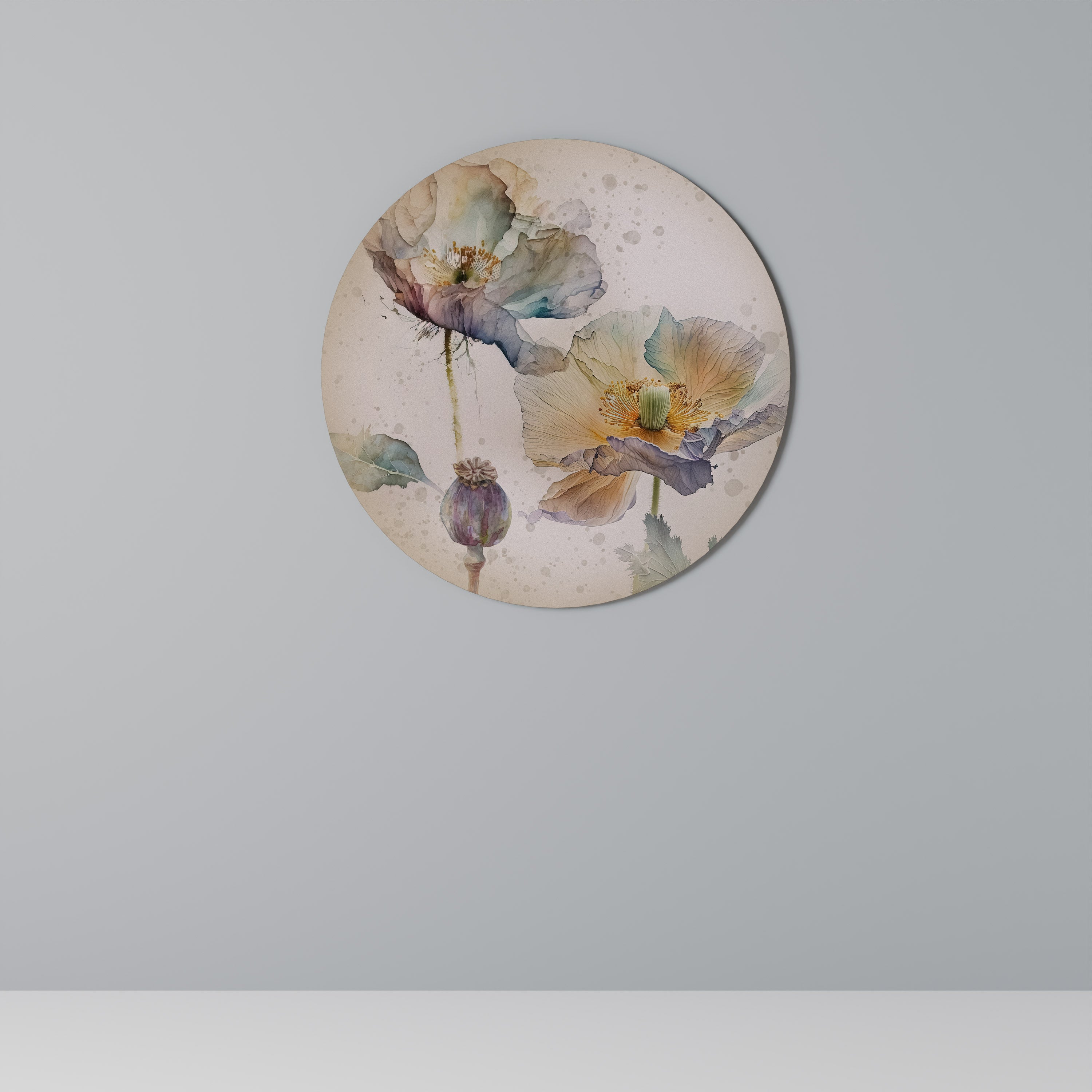 Arte de pared redondo SOFTEN POPPY