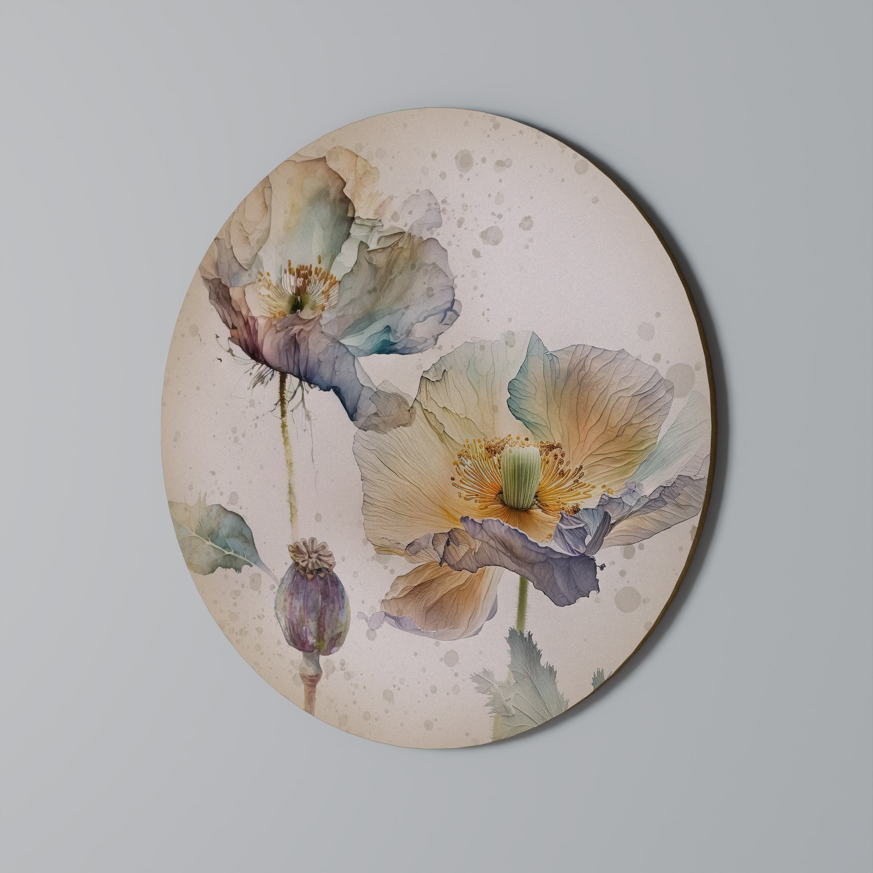 Arte de pared redondo SOFTEN POPPY